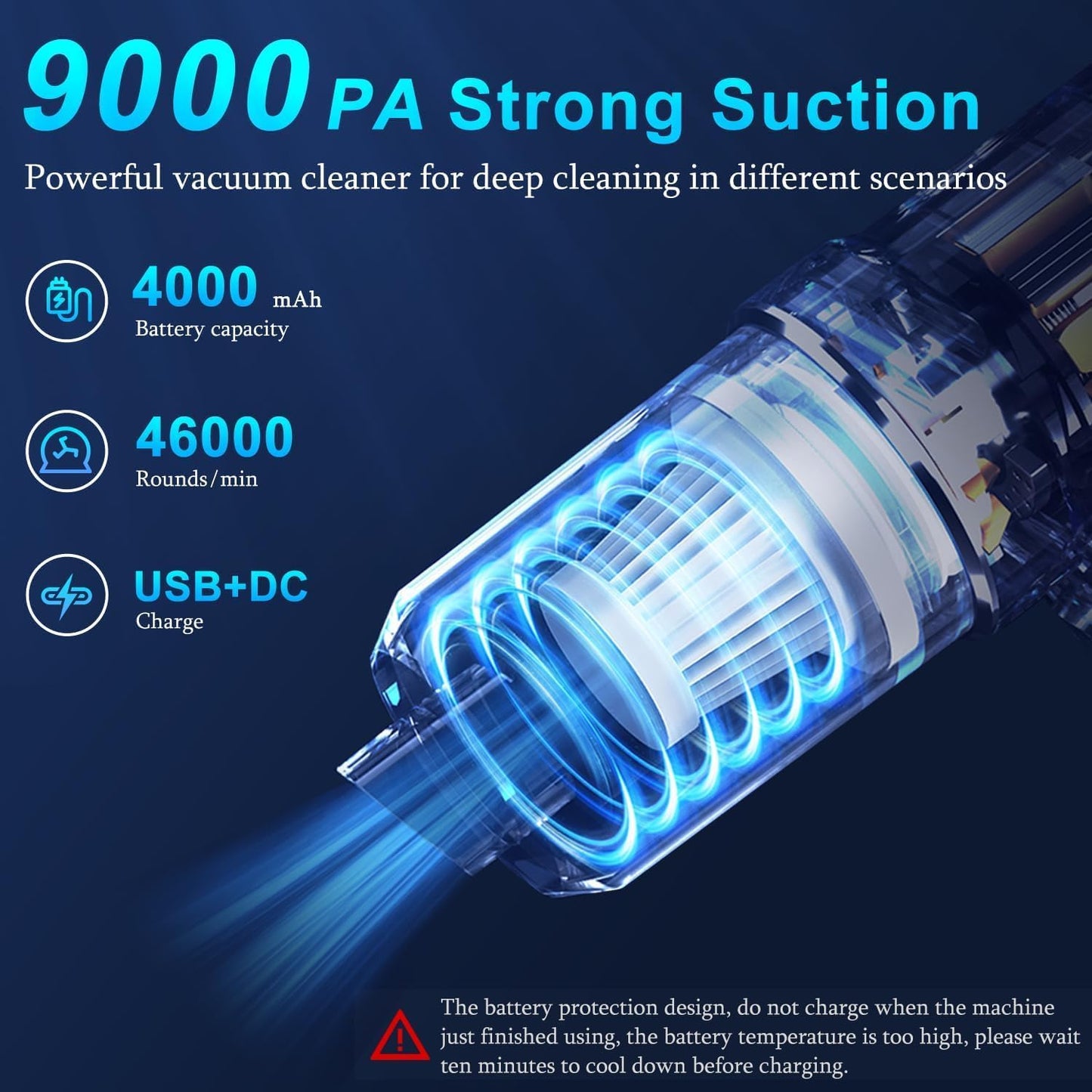 Handheld Car Vacuum Cleaner, 9000Pa Vacuum Cleaner and Air Duster, 120W