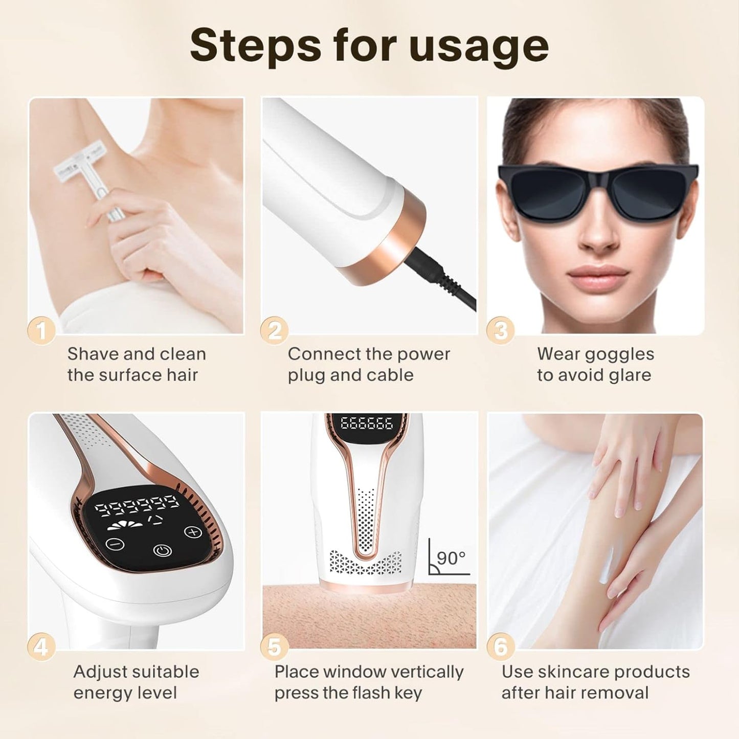 IPL Hair Removal Device for Women and Men 999999 Flashes Permanent Hair Remover for Face and Body At Home