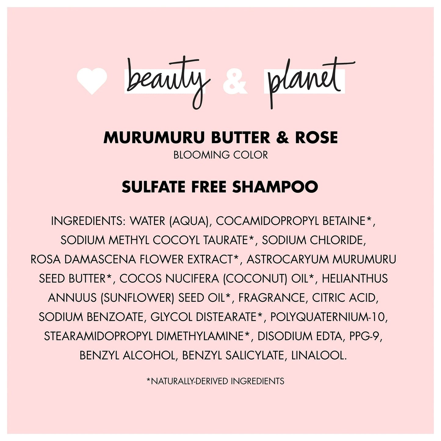 Love Beauty And Planet Blooming Color Murumuru Butter and Rose, Sulfate-Free Shampoo Vegan, Paraben-free, Silicone-free, Cruelty-free for Color Treated Hair 32.3 oz