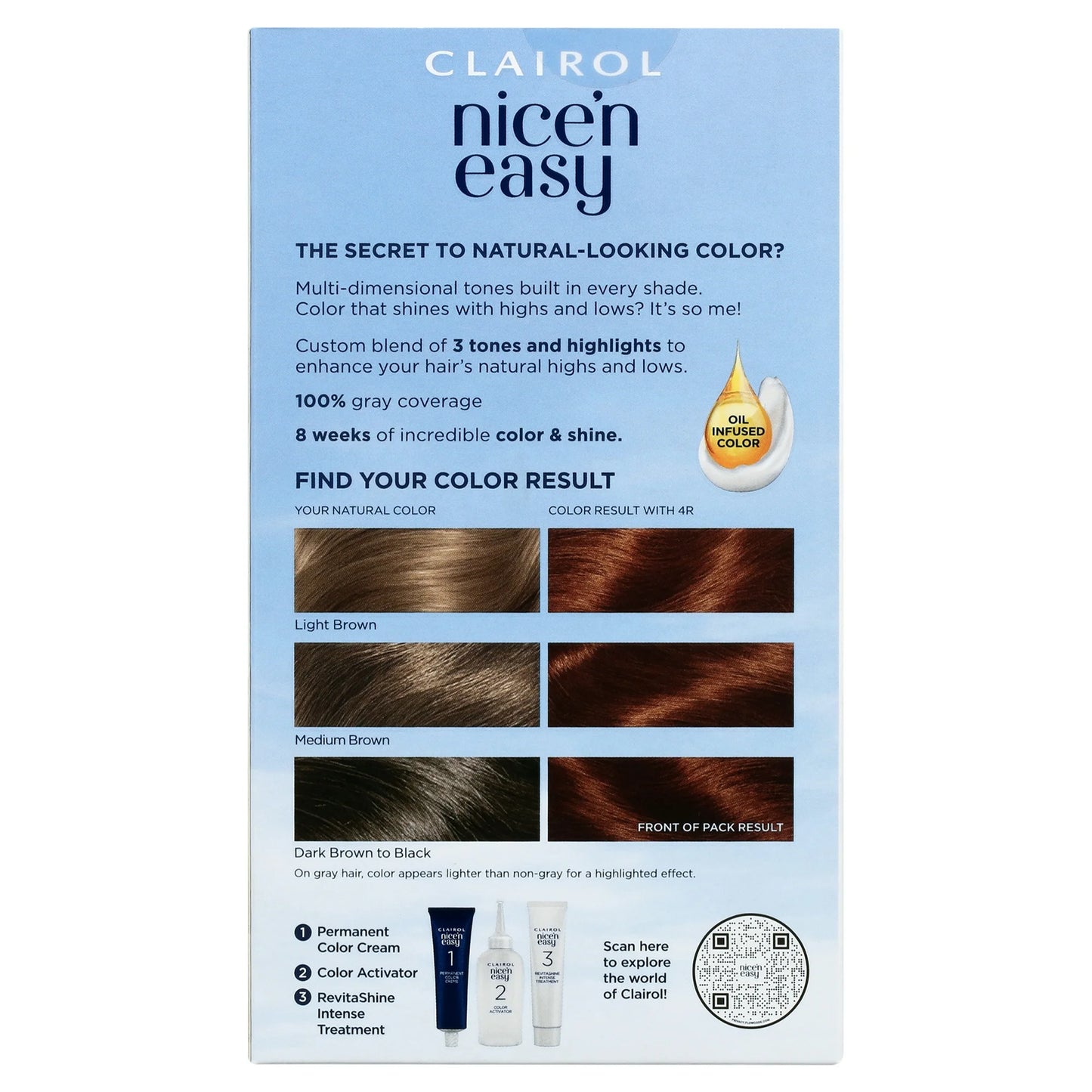 Clairol Nice'n Easy Permanent Hair Color Cream, 4R Dark Auburn, Hair Dye, 1 Application