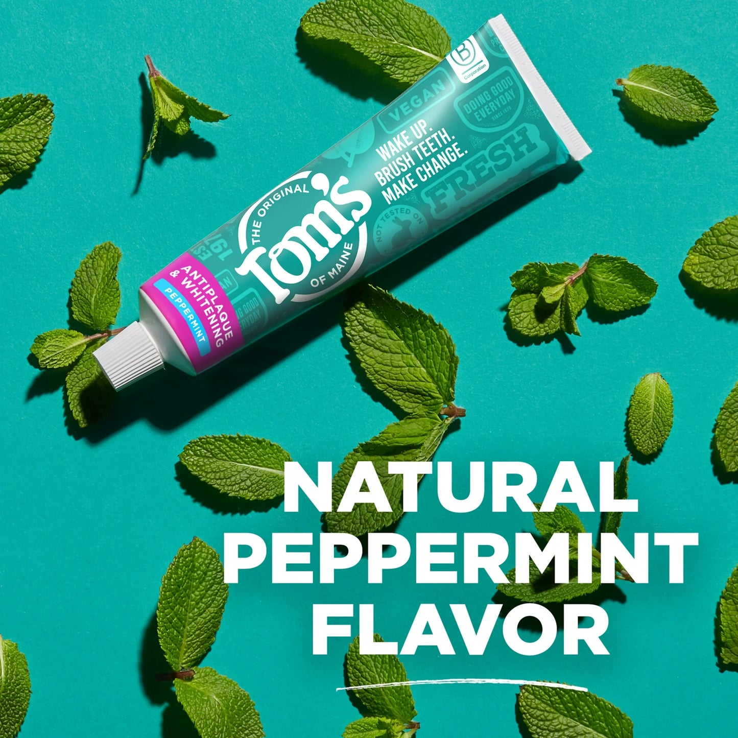 Tom’s of Maine Antiplaque and Whitening Fluoride Free Toothpaste, Peppermint, 4.5 Oz