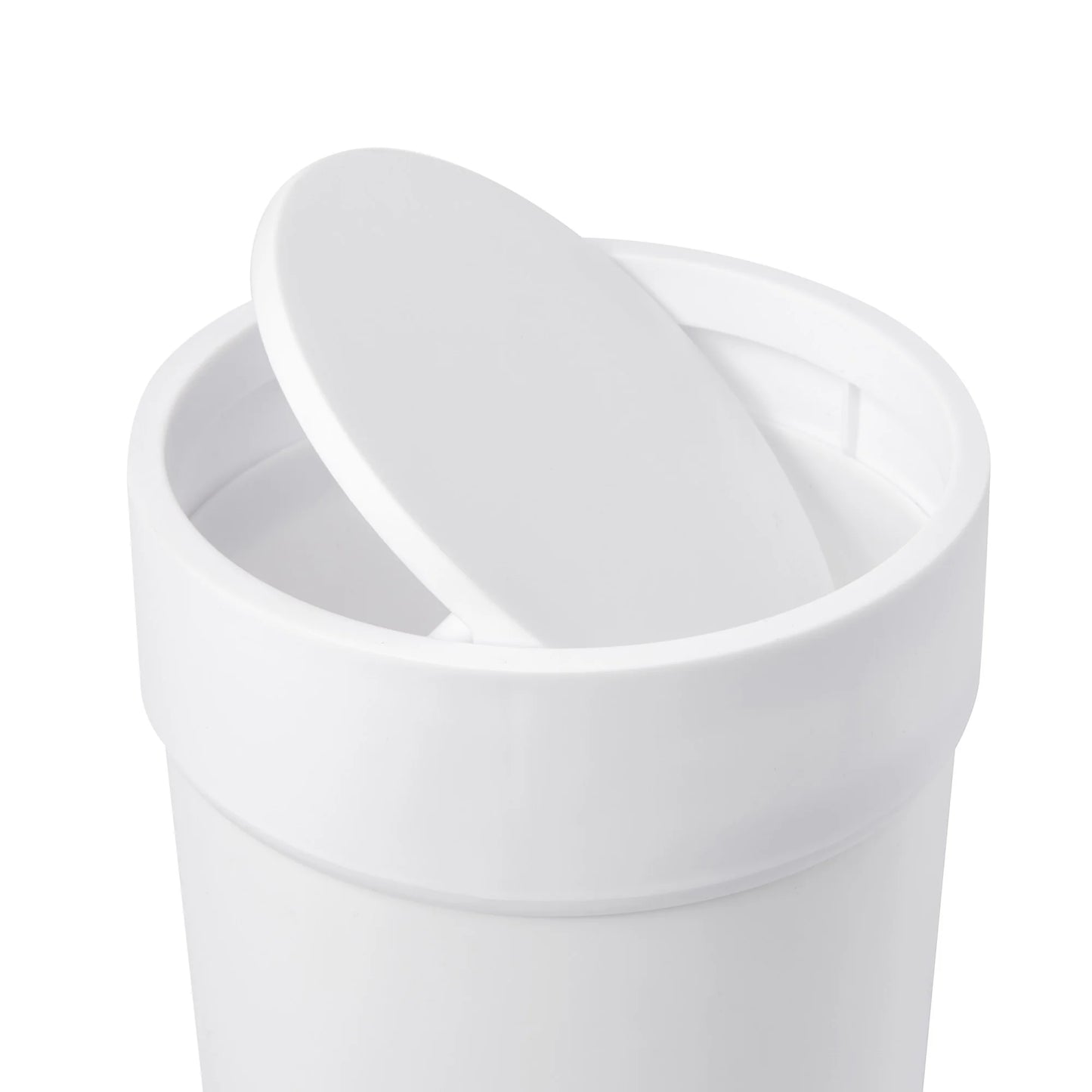 Umbra 1.6 gal Touch Plastic Swing Top Lid Bathroom Trash Can, White