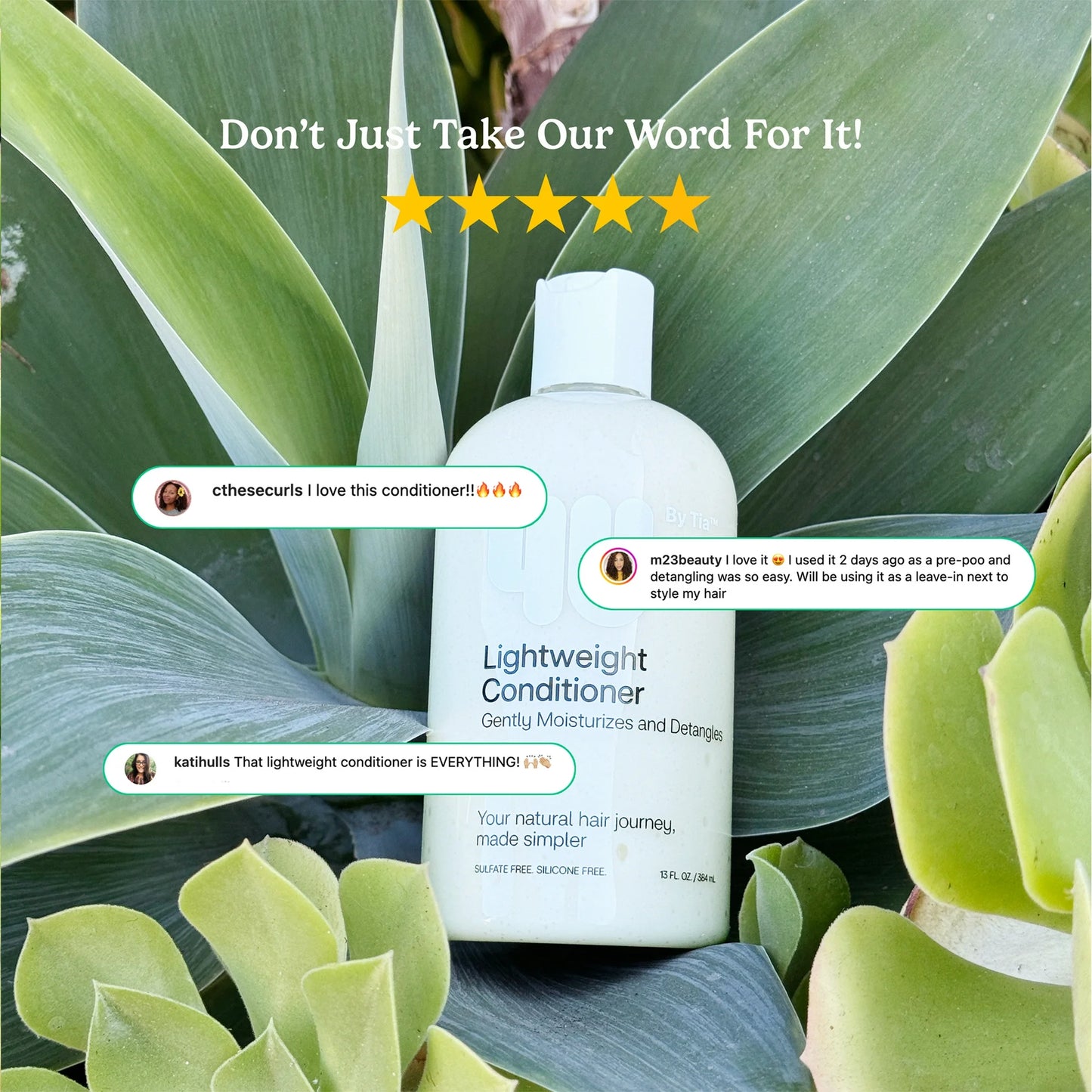 4U by Tia Lightweight Detangling Conditioner with Sea Moss and Hemi15, 13 fl oz