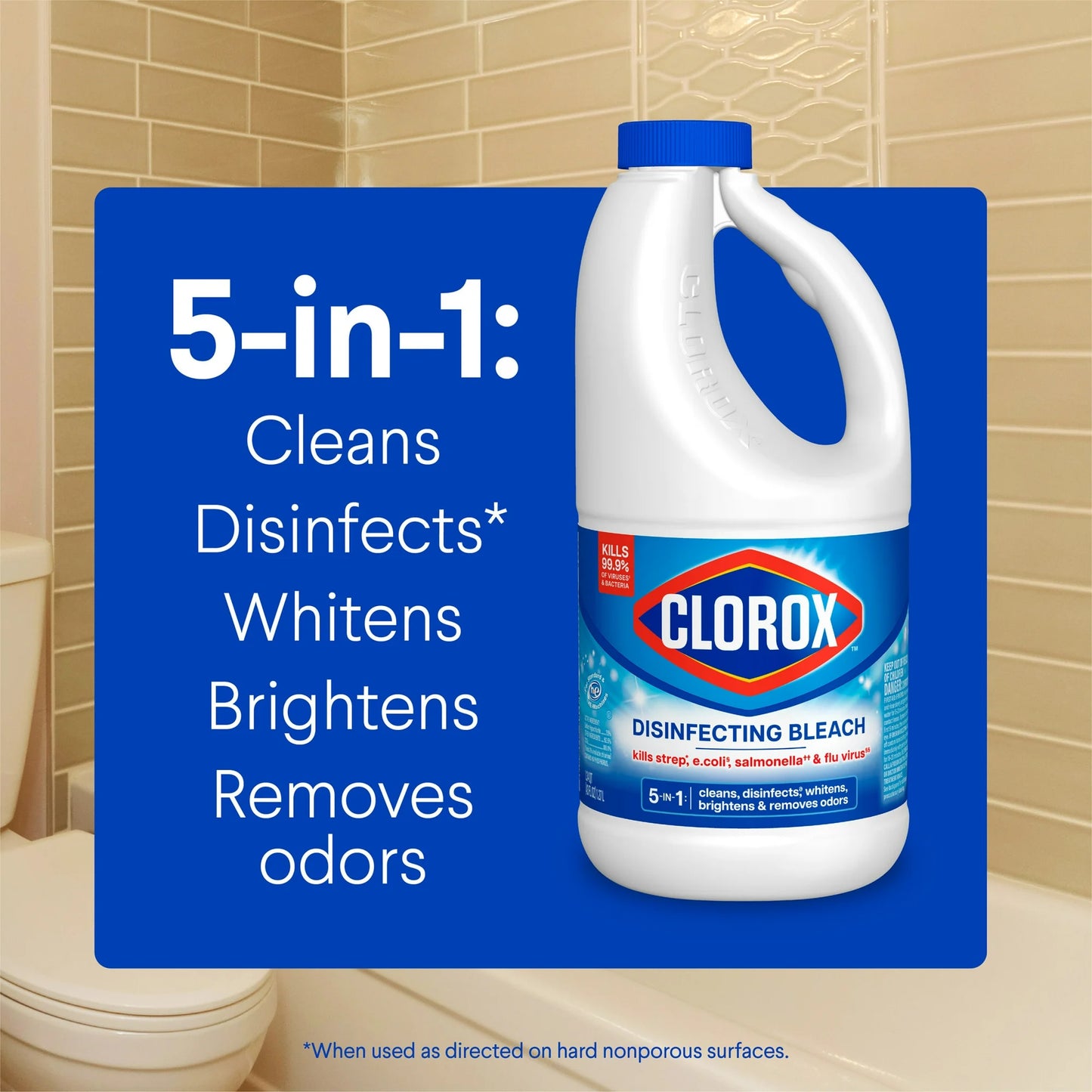 Clorox Disinfecting Liquid Bleach Cleaner, Regular Scent, 43 fl oz