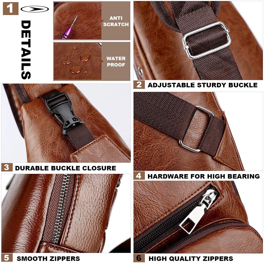 Chest Crossbody Bag Sling Backpack for Men with USB Charge Port