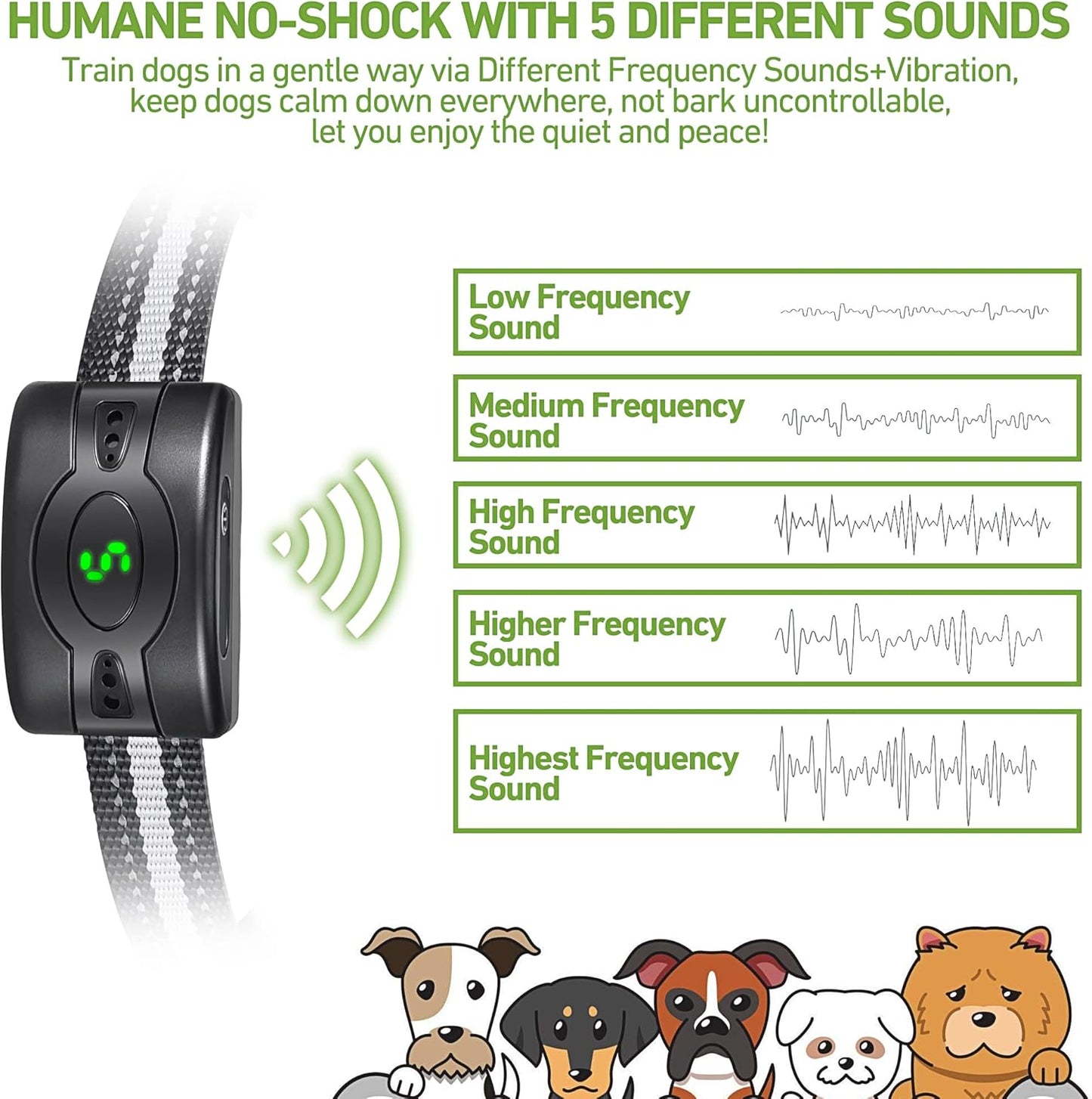 2 Pack Rechargeable Dog Bark Collar, Anti Barking Collar with 5 Sensitivity, No Shock Bark Collar with Vibration&5 Variable Beep, IP67 Waterproof Smart Bark Training Collar for Large Medium Small Dogs