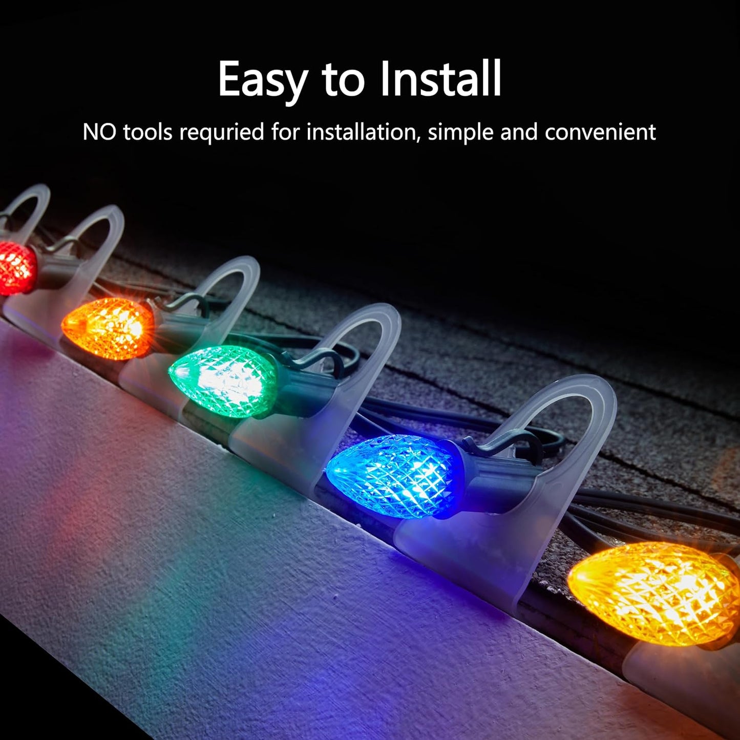 All in One Christmas Light Clips, Universal Gutter Hooks and Shingle Clip for C7, C9 and Mini Lights, 200 Pack