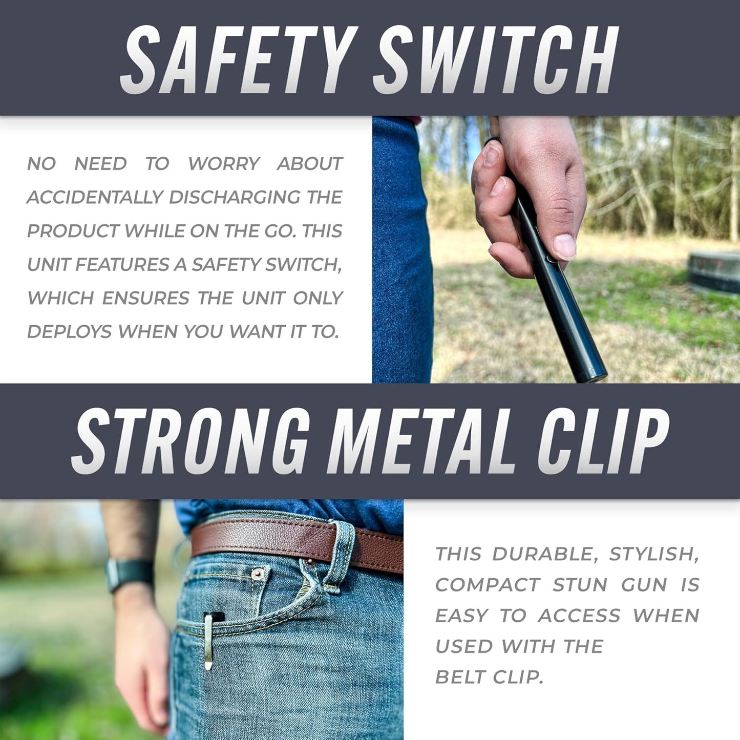 25,000,000 Volts Stun Gun for Self Defense - Tactical Stun Pen for Women and Men, USB Rechargeable, Battery Indicator, Durable Clip, Compact and Concealable for Protection
