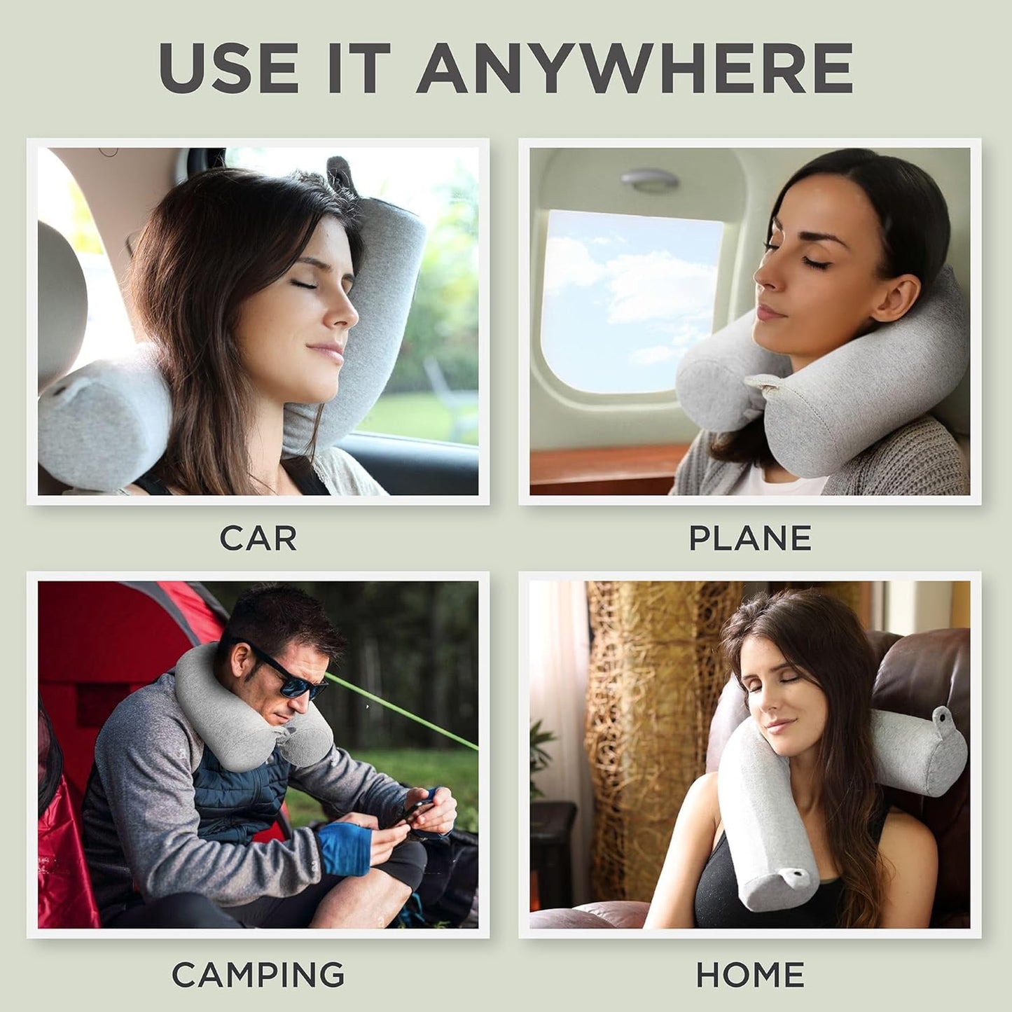 Twist Memory Foam Travel Pillow for Airplanes - Travel Neck Pillow for Sleeping - Airplane Pillow for Neck Support, Chin, Lumbar and Leg - Adjustable, Bendable Neck Roll Pillow