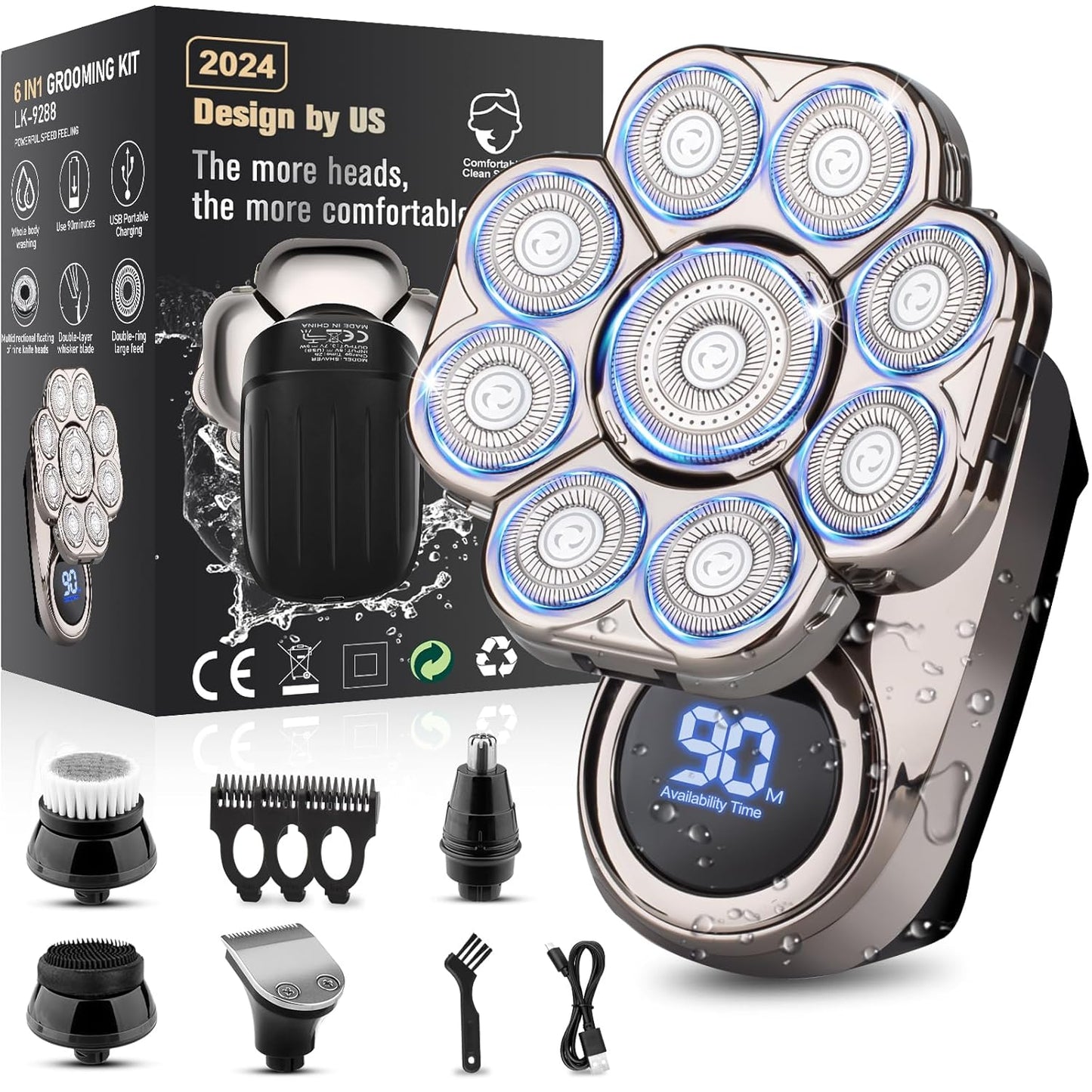 9D Electric Head Shaver for Bald Men, Upgraded 5-in-1 Head Shaver for Bald Men