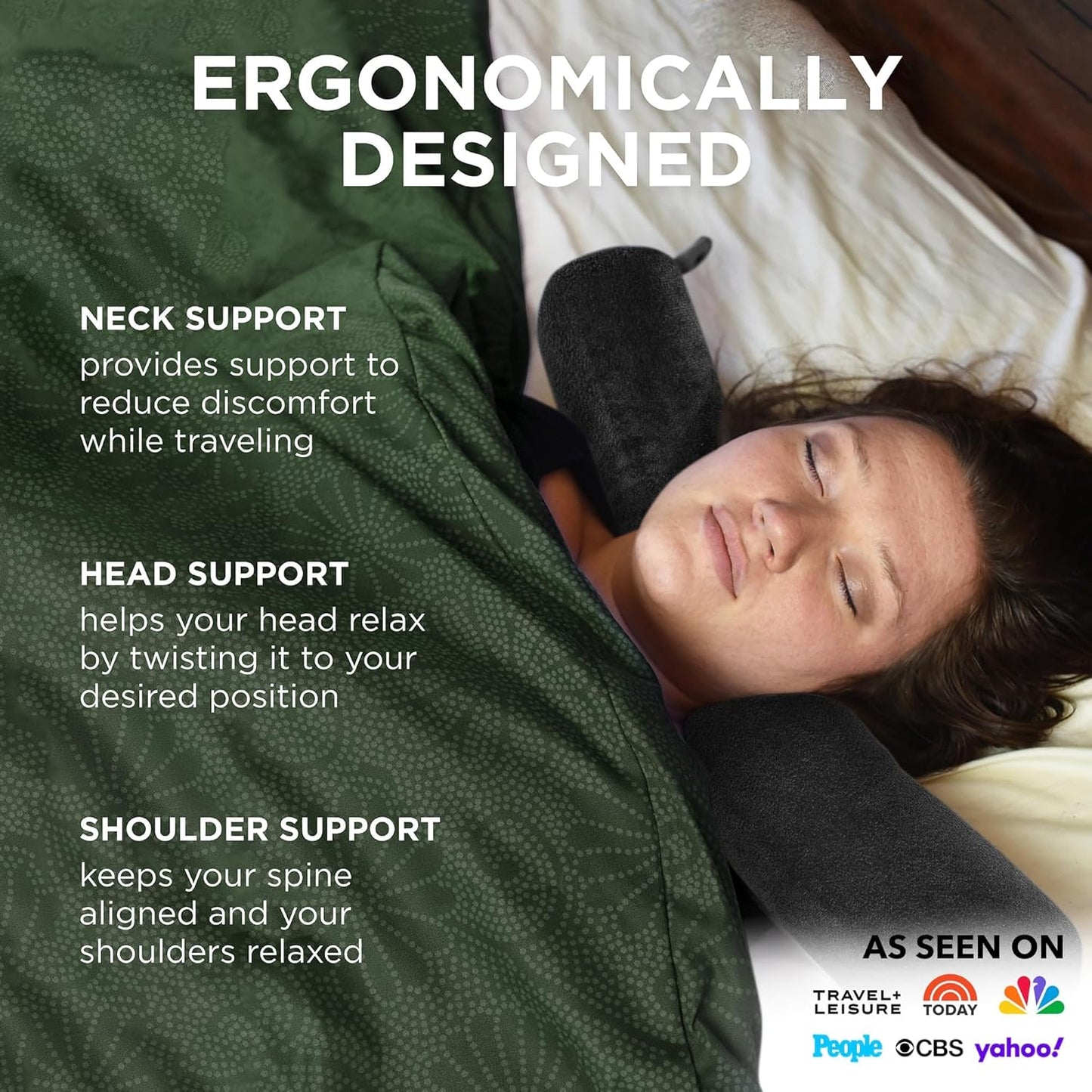 Twist Memory Foam Travel Pillow – Adjustable Neck, Chin, Lumbar & Leg Support