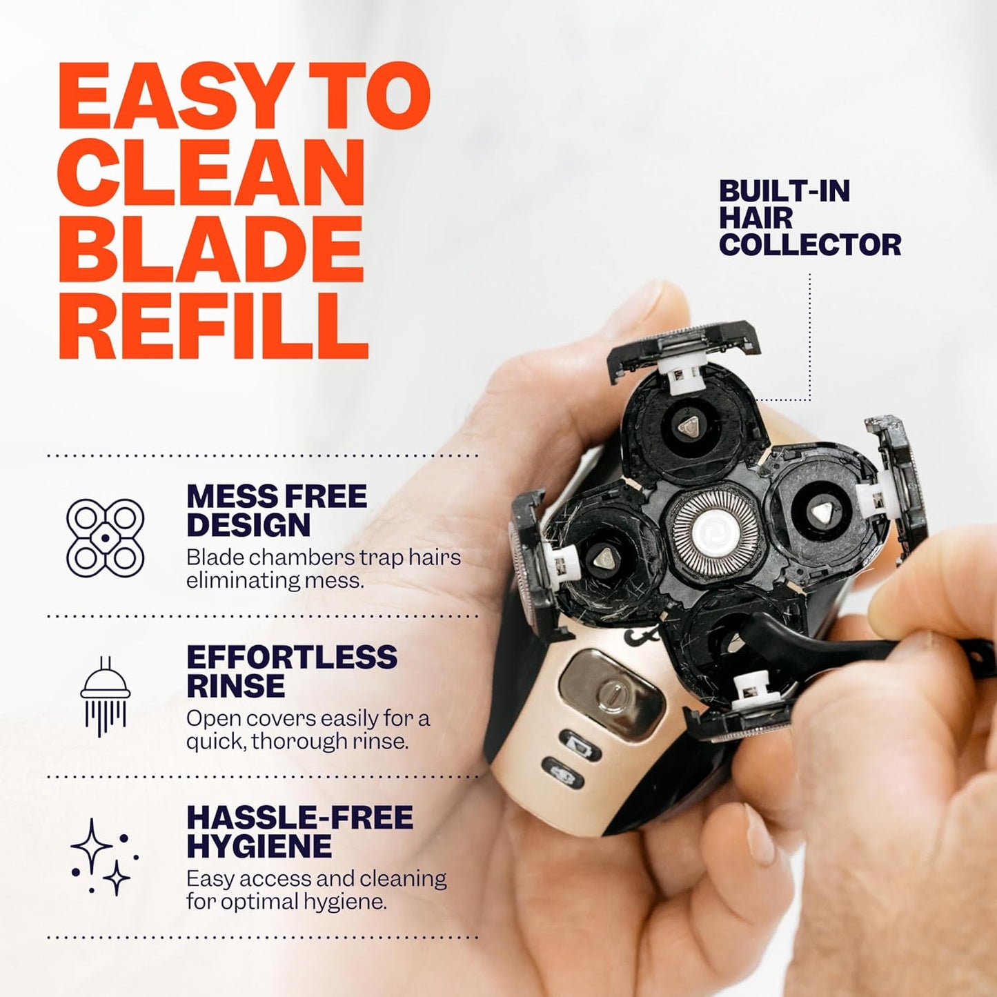 FlexSeries Head Shaver Blade Refills – 5-Head Rotary Waterproof Replacement Blades for Men’s ScalpSafe Shaving