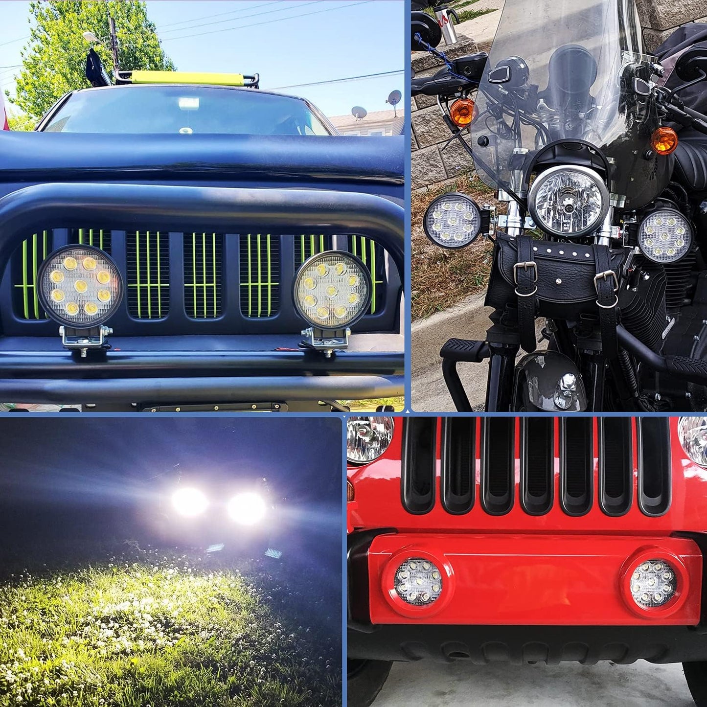 2x 4-Inch LED LIGHT PODS for Offroad fog 6k white lighting. Spot Flood Bright FB225