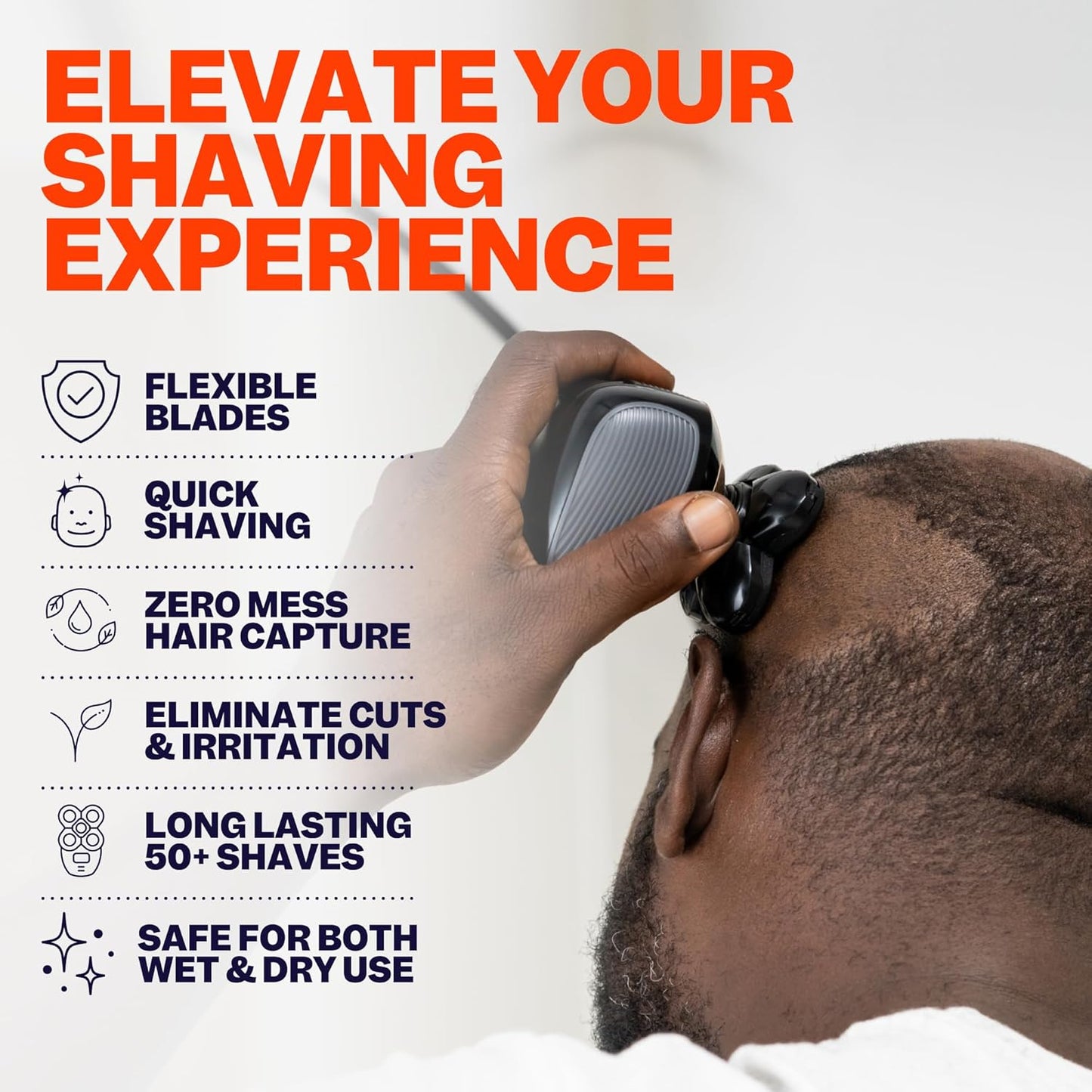 FlexSeries Head Shaver Blade Refills – 5-Head Rotary Waterproof Replacement Blades for Men’s ScalpSafe Shaving