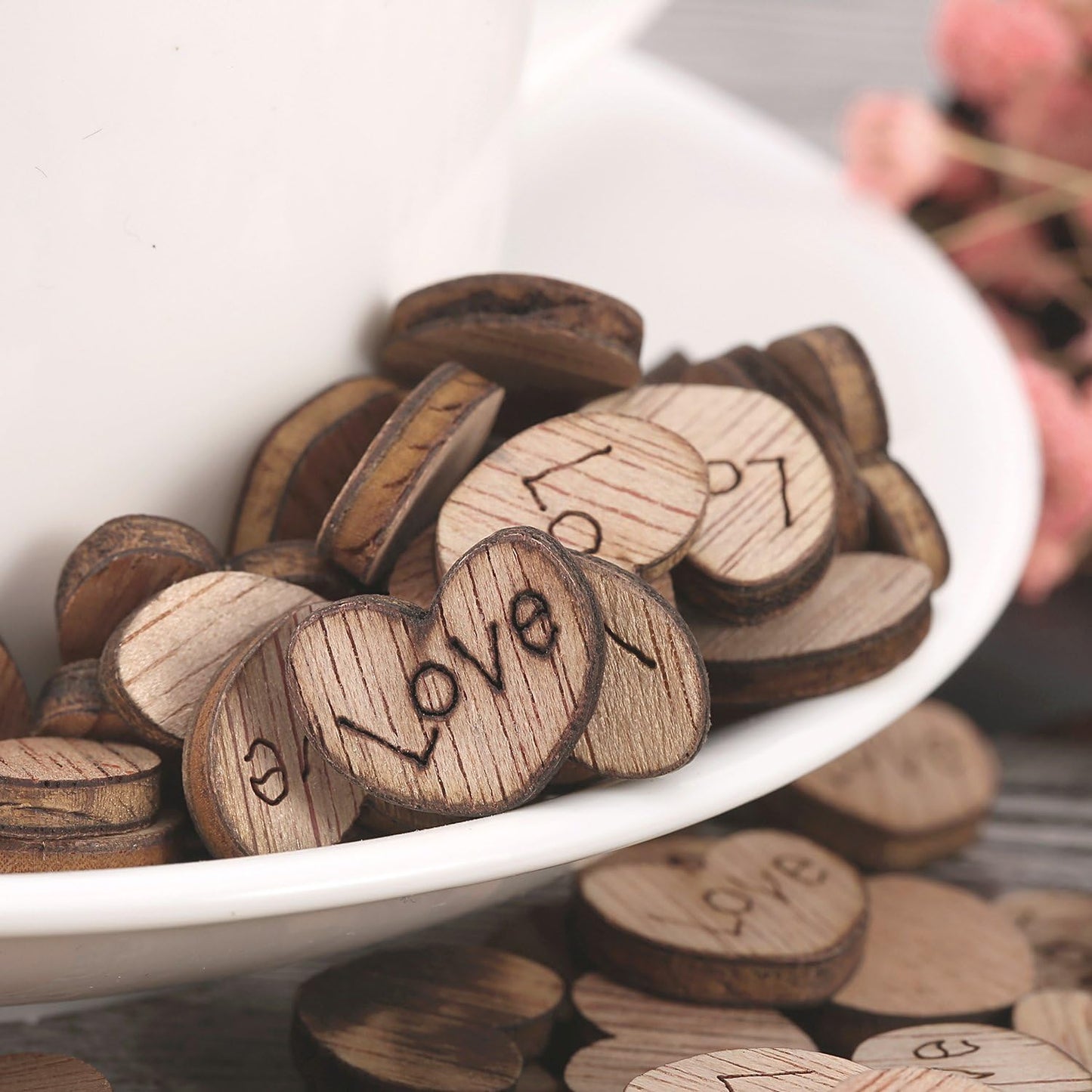 100 PCS Mahogany Wood Hearts β Laser-Cut Love Decorations for DIY & Crafts β€οΈπΏ