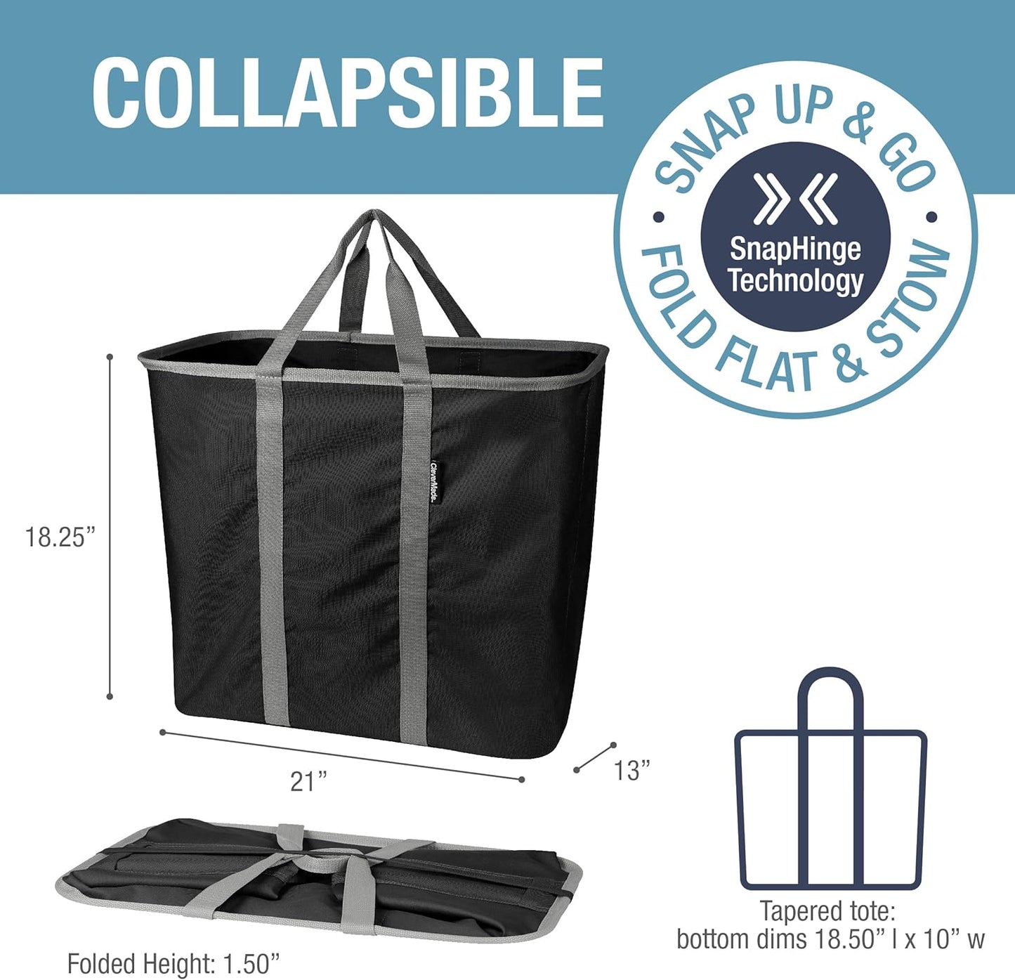 Collapsible Laundry Caddy, Black/Charcoal 2PK - 64L (17 Gal) Large Foldable Laundry Basket