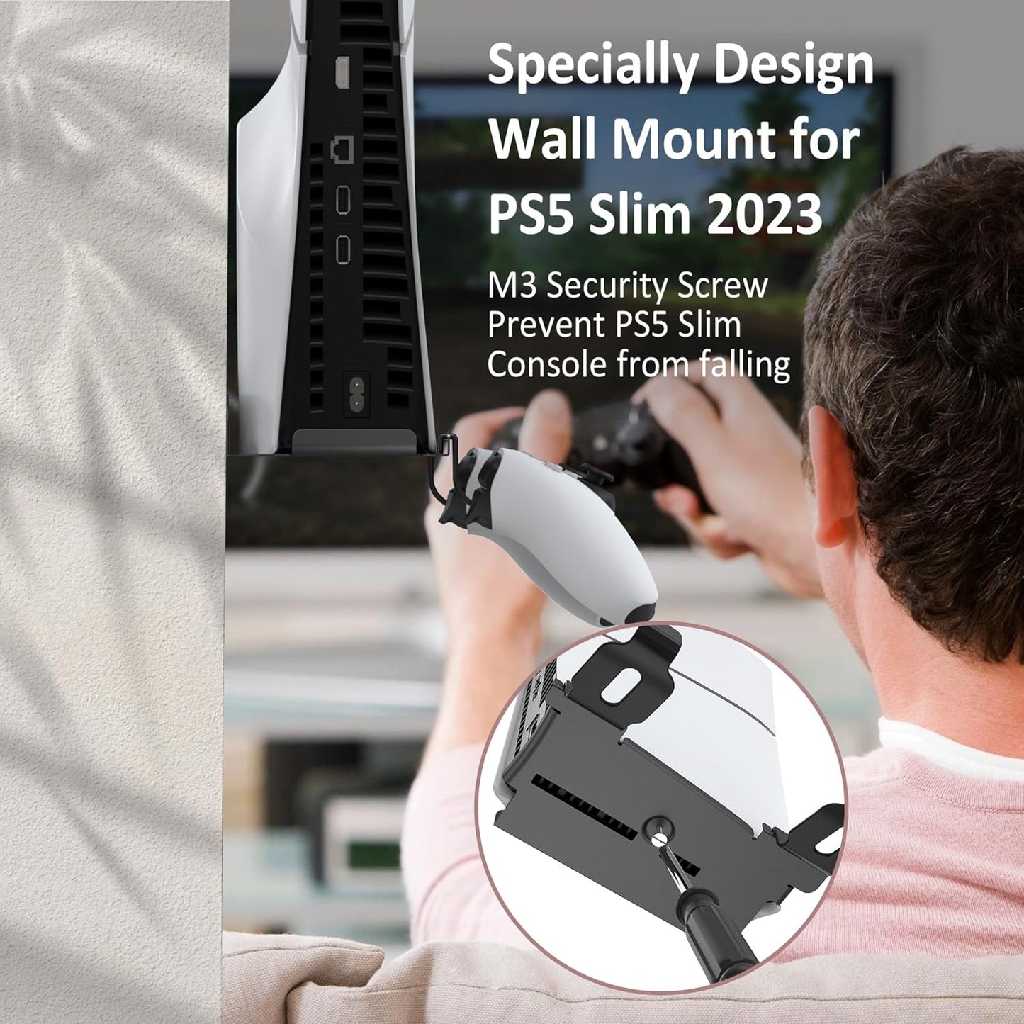 Wall Mount for 5 Slim Disc and Digital Edition, Wall Mount with 2 Removable Controller Holder, Upgraded Floating Wall Mount with Screw Fixing