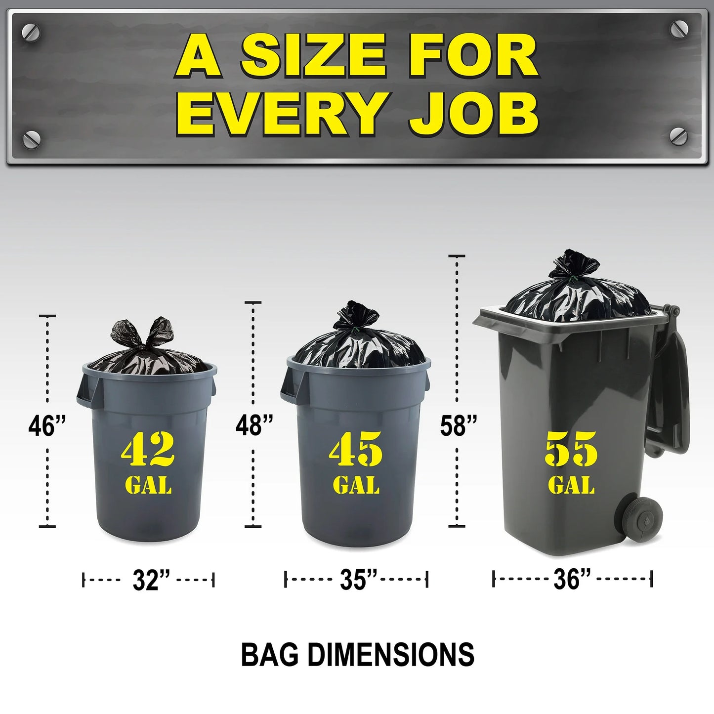 Brute Super Tuff® Contractor Bags, 55 Gallon, 20 Bags (Twist Tie)