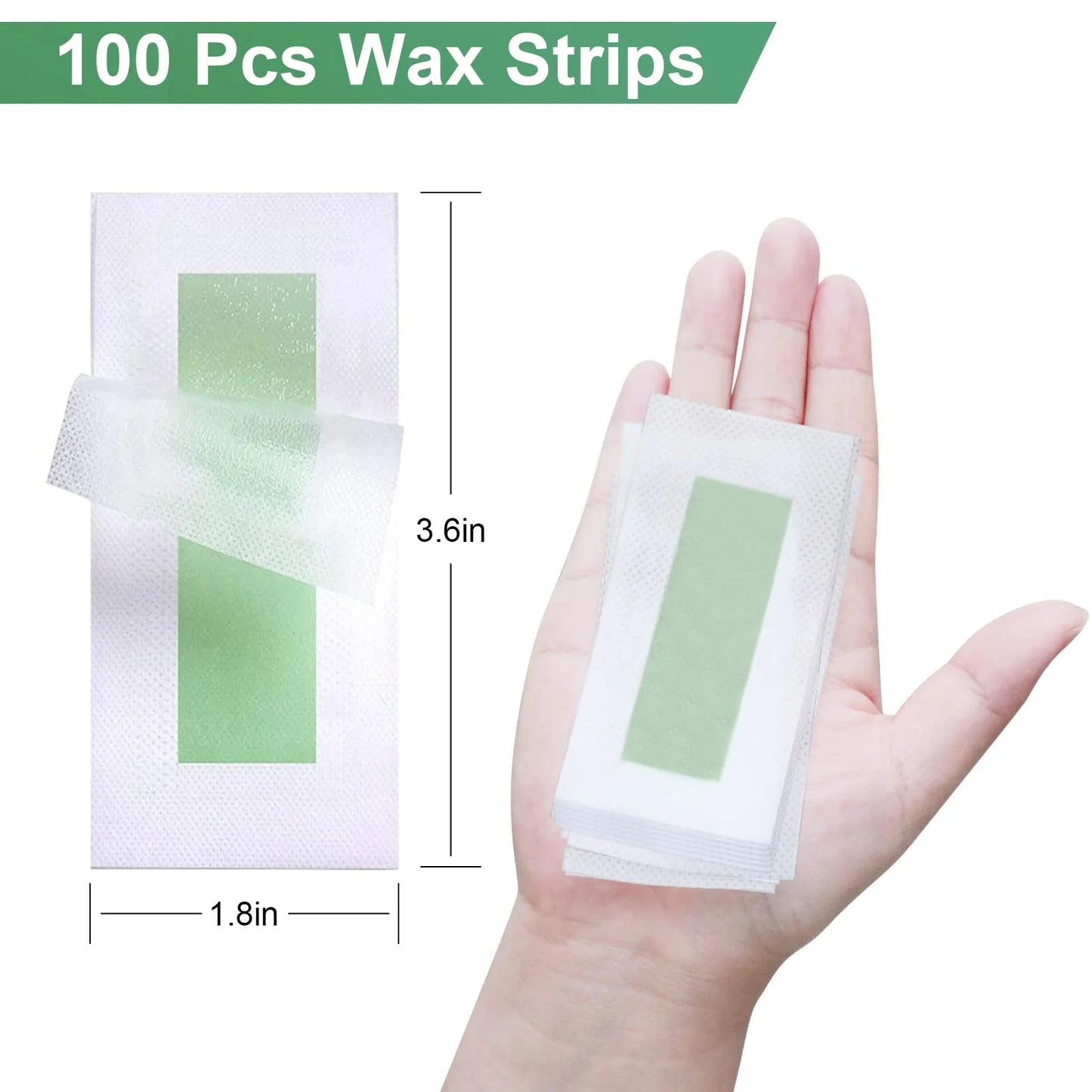 Charmonic 100pcs Natural Facial Wax Strips Hypoallergenic Hair Removal Waxing Kit for All Skin Types