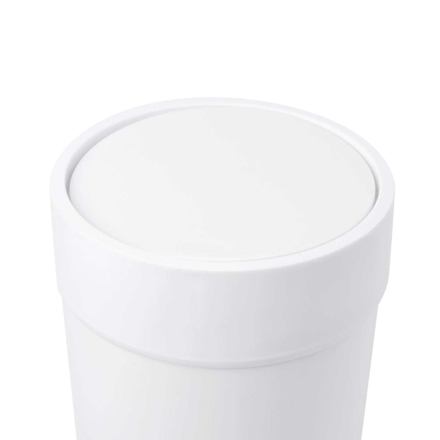 Umbra 1.6 gal Touch Plastic Swing Top Lid Bathroom Trash Can, White