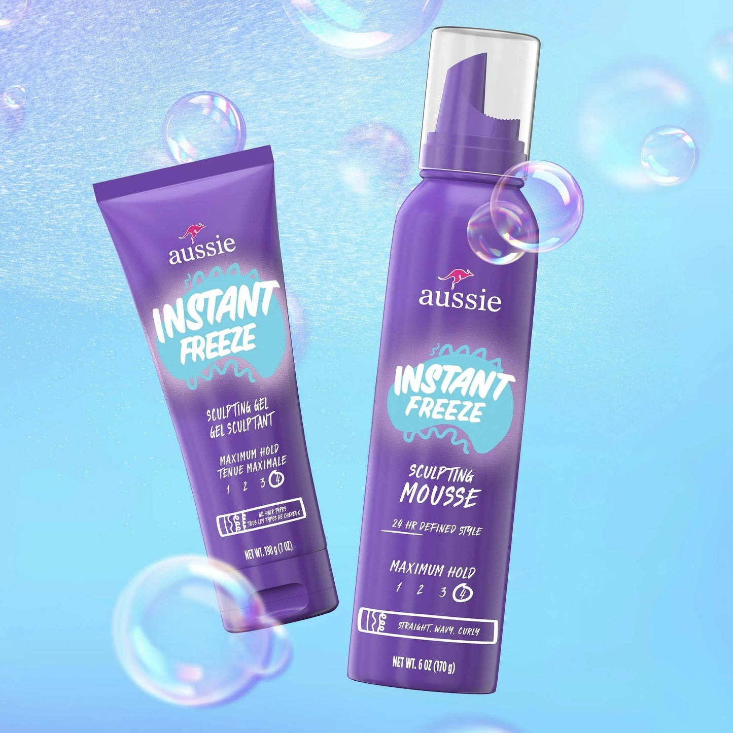 Aussie Instant Freeze Non-Aerosol Hair Spray for All Hair Types, Wavy Hair, and Straight Hair, 8.5 fl oz
