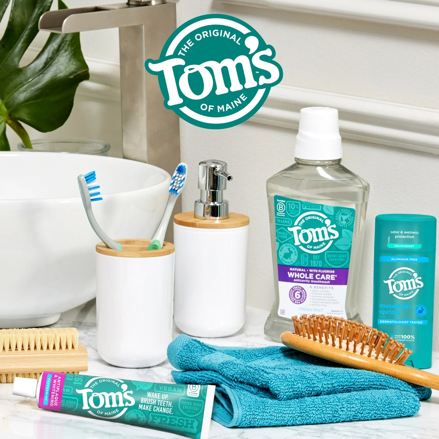Tom’s of Maine Antiplaque and Whitening Fluoride Free Toothpaste, Peppermint, 4.5 Oz