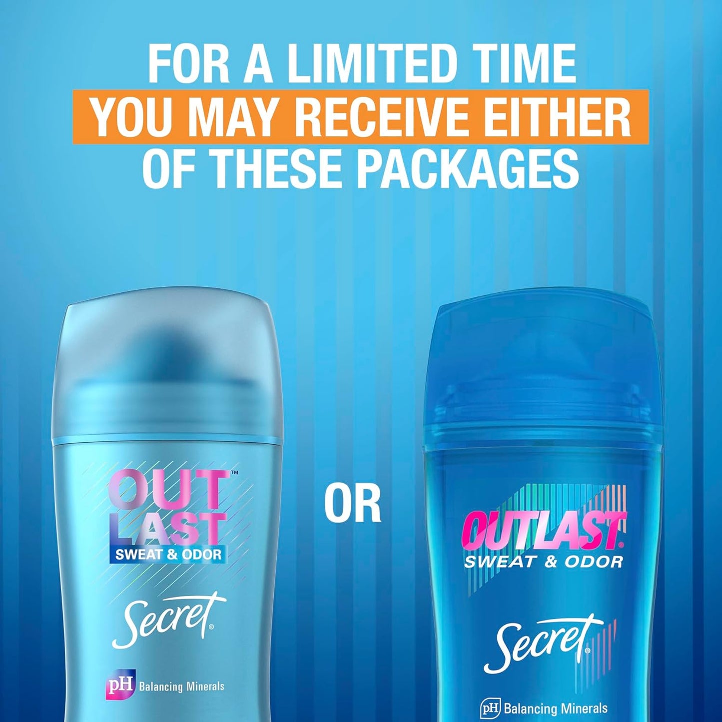 Secret Outlast Antiperspirant Deodorant for Women, 72hr Sweat & Odor Protection, PH Balancing Minerals, Clear Gel, Completely Clean Scent, 2.6 oz