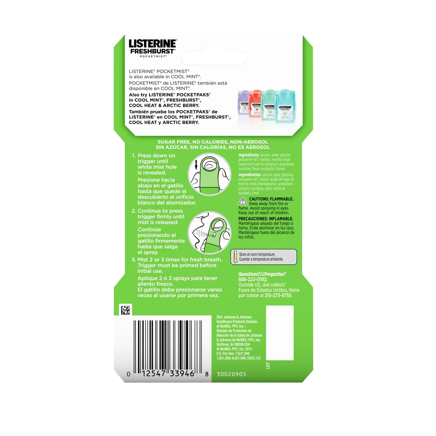 Listerine Freshburst Pocketmist Fresh Breath Spray Mist, 7.7 mL