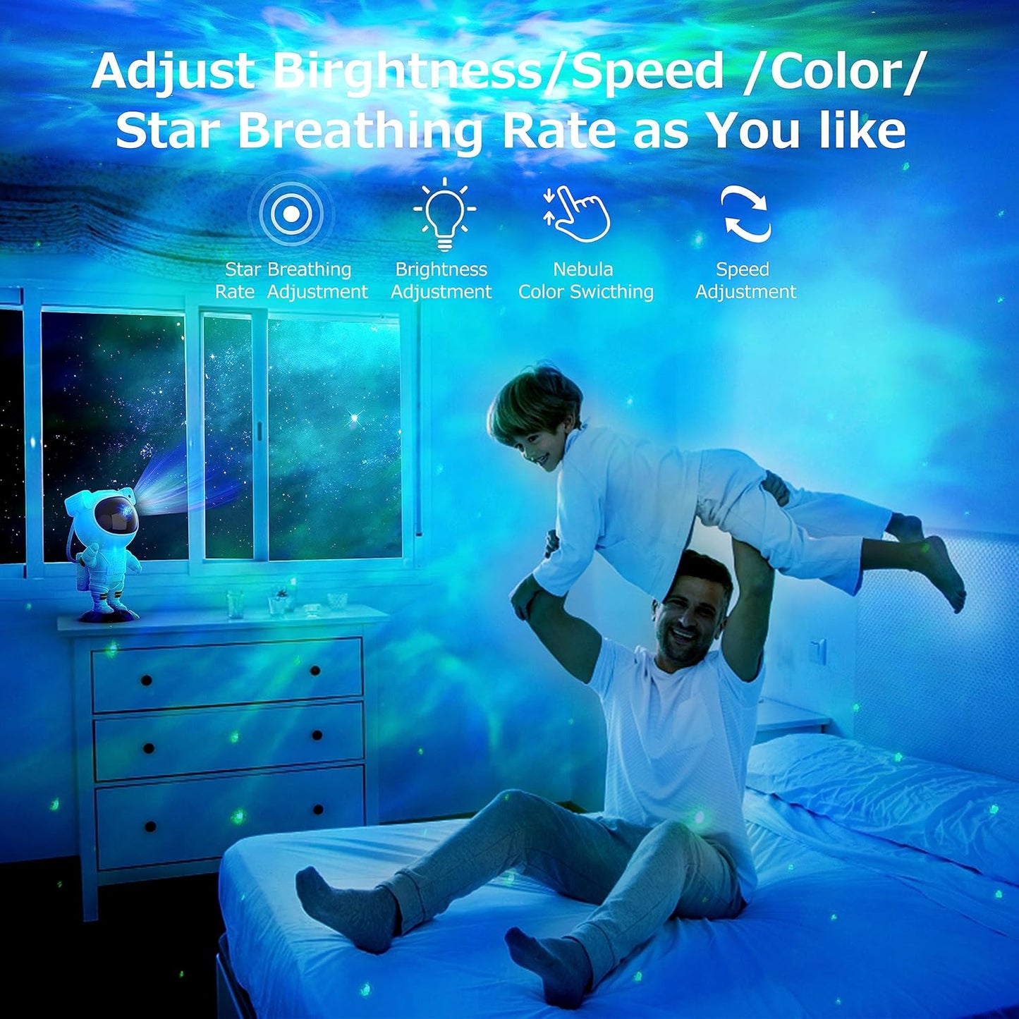 Astronaut Star Projector, Galaxy Space Projector Night Light, 360 Degree Rotation