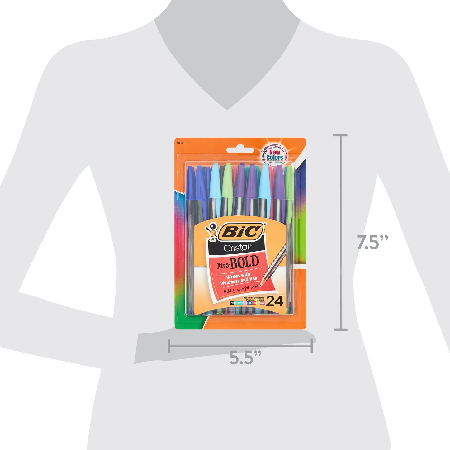 BIC® Cristal Ballpoint Pens, Bold Point, 1.6 mm, Assorted Ink Colors, 24 Count