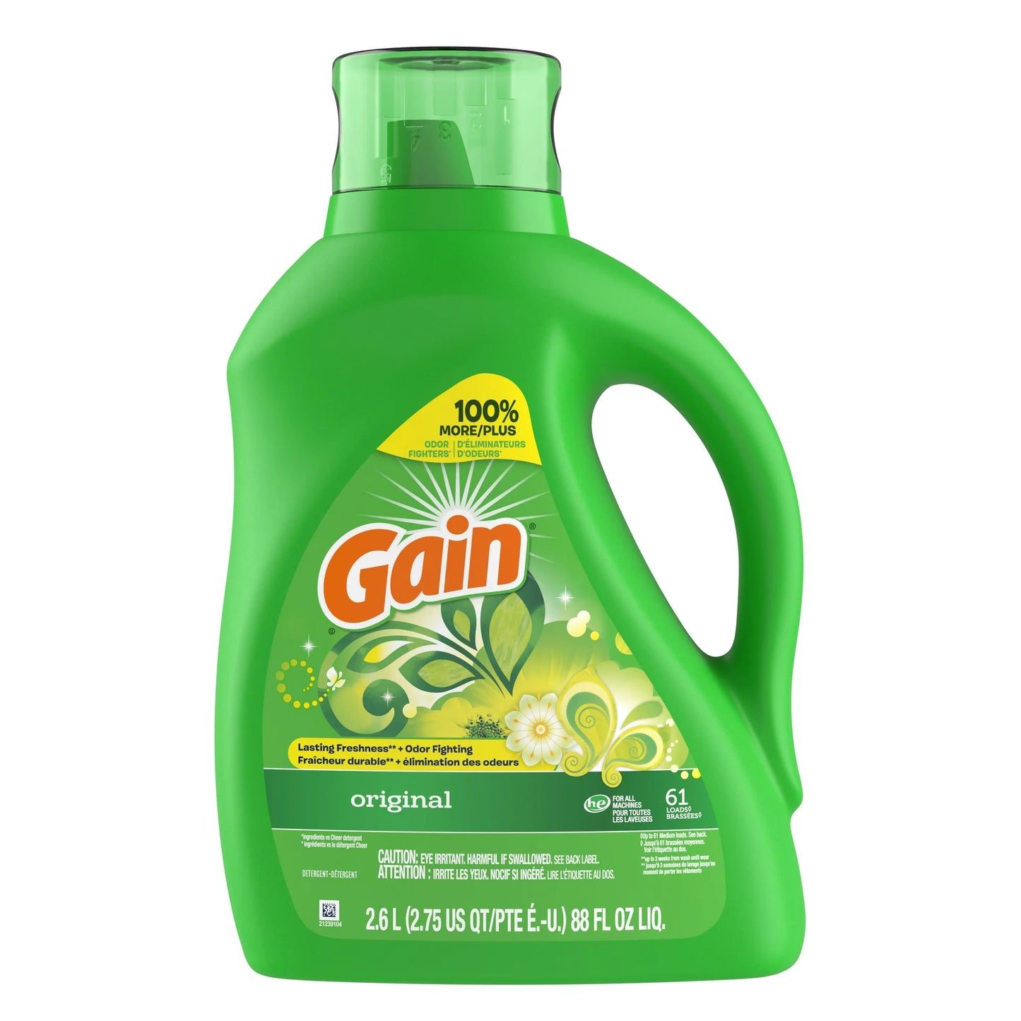Gain Liquid Laundry Detergent, Original Scent, 88 fl oz, 61 Loads
