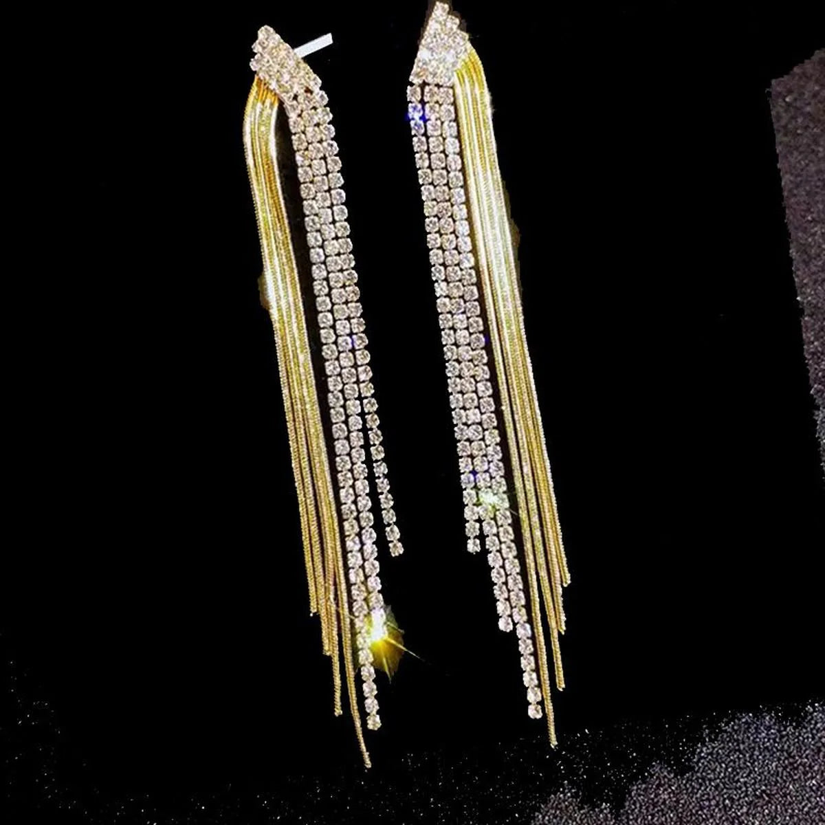 Fashion Geometric Copper Drop Earrings Tassel Zircon Copper Earrings