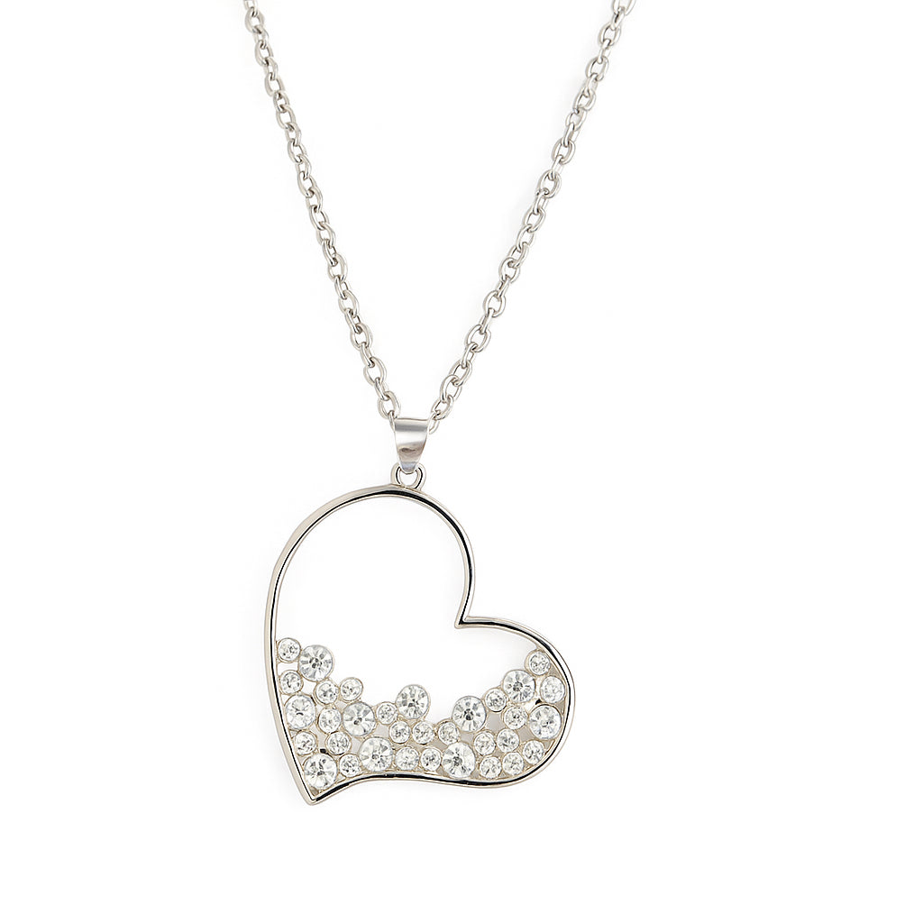 Heart-Shaped Crystal Pendant Necklace – Electroplated Alloy Jewelry