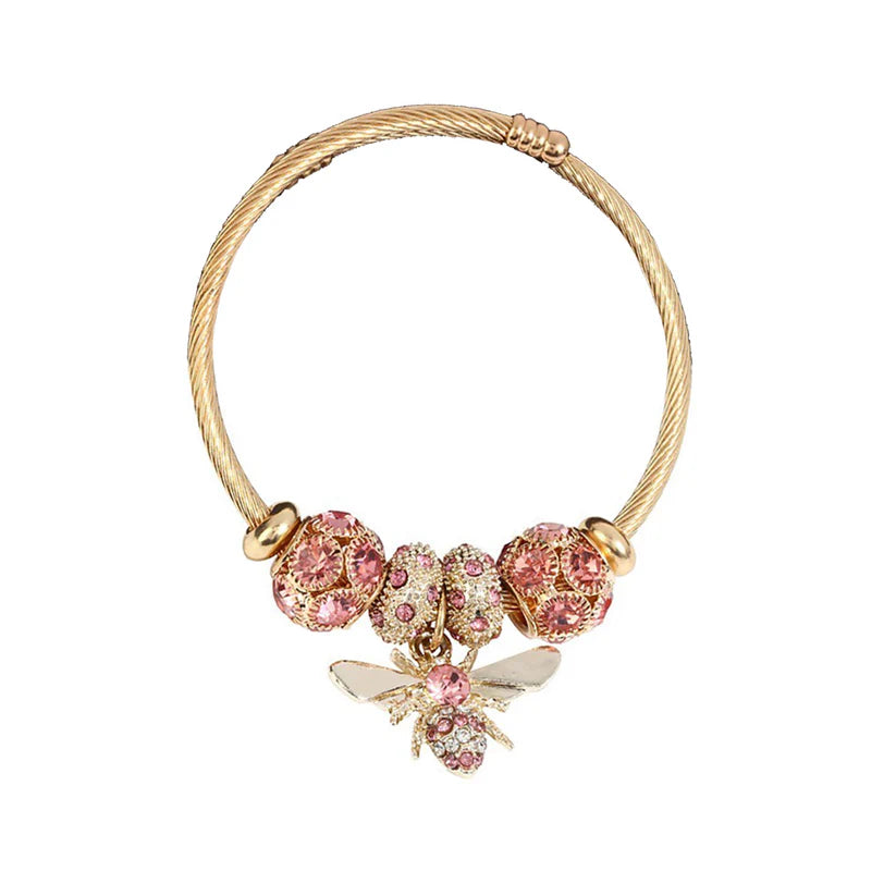 Diamond Bee Pendant Bracelet – Multi-Element Alloy Accessory