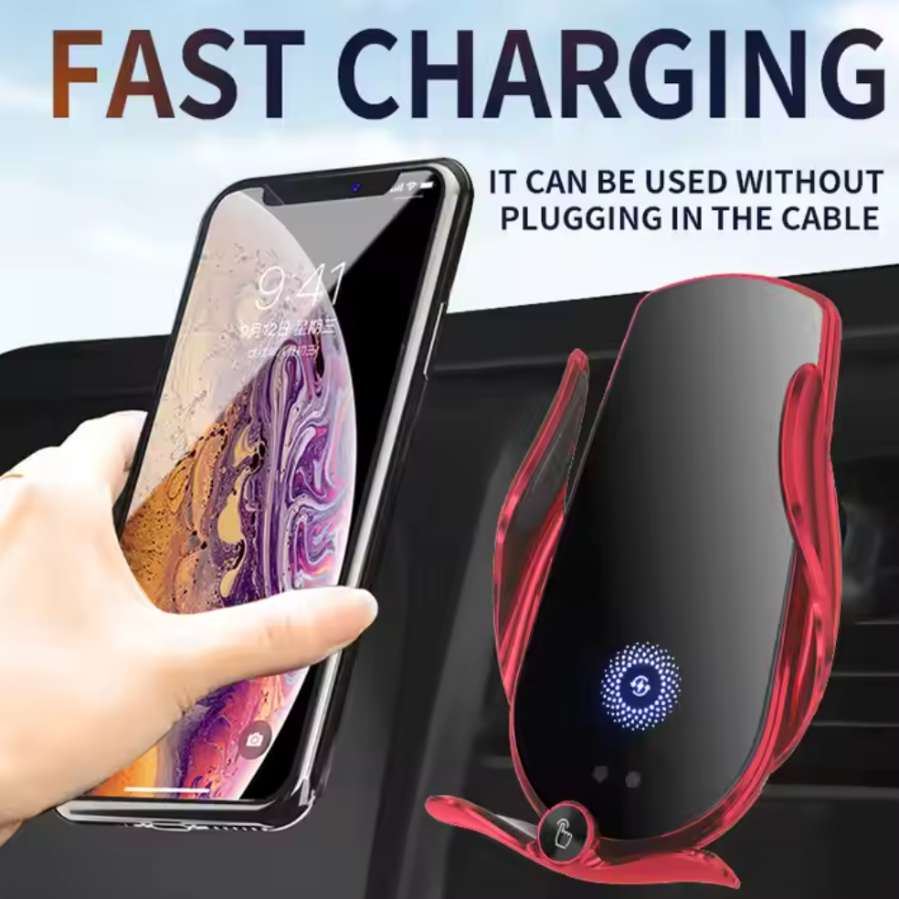 15W Wireless Car Charger Mount β Fast Charging Auto-Clamping Phone Holder for iPhone & Android
