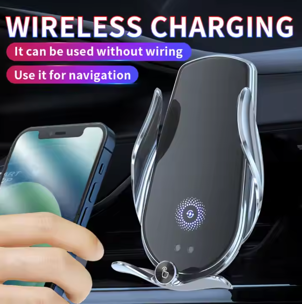 15W Wireless Car Charger Mount β Fast Charging Auto-Clamping Phone Holder for iPhone & Android