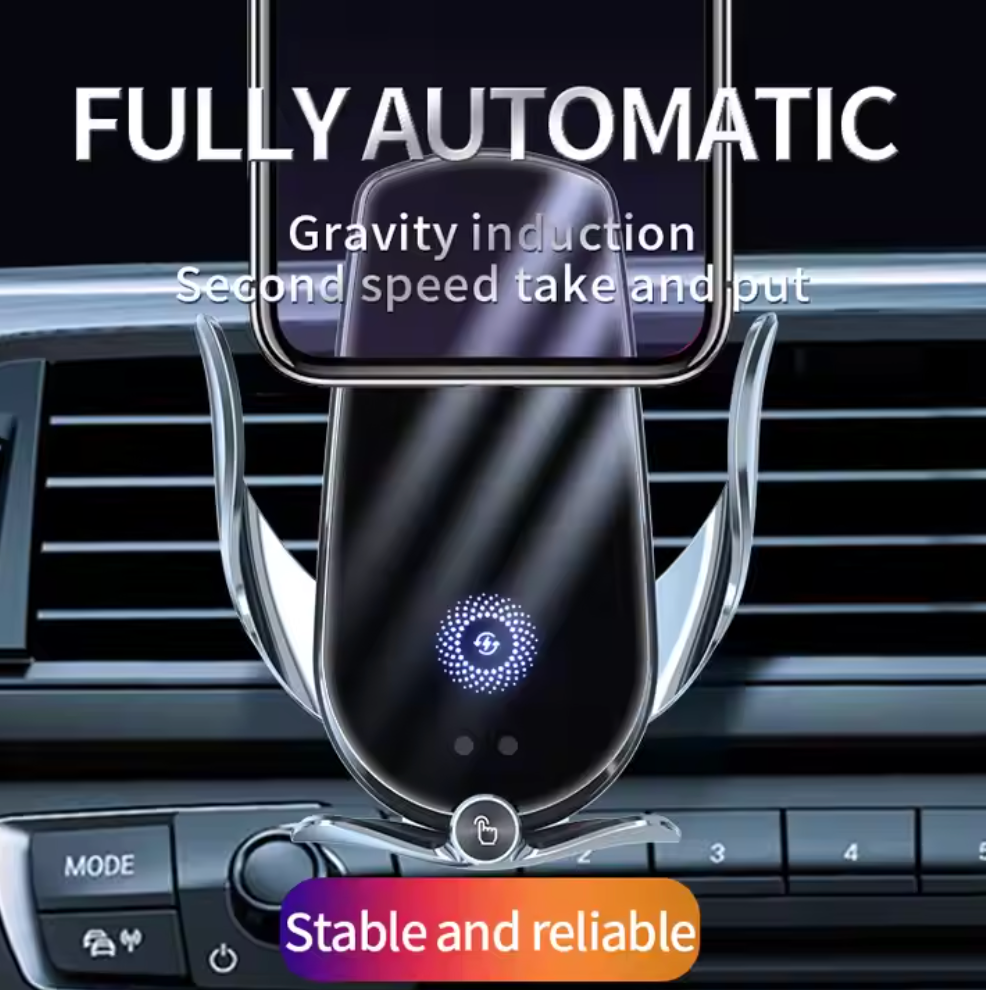 15W Wireless Car Charger Mount β Fast Charging Auto-Clamping Phone Holder for iPhone & Android