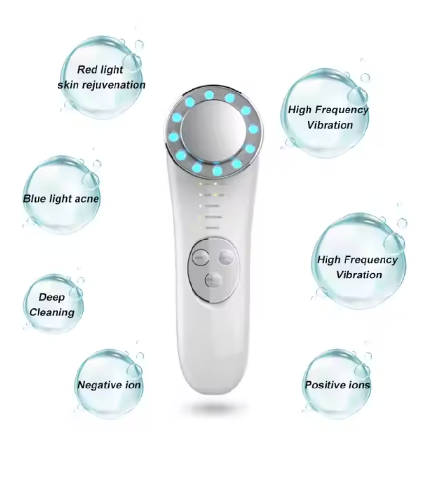 Microcurrent Facial Device for Skin Tightening & Lifting | 5-in-1 Face Massager & Roller Tool for Anti-Aging & Glow