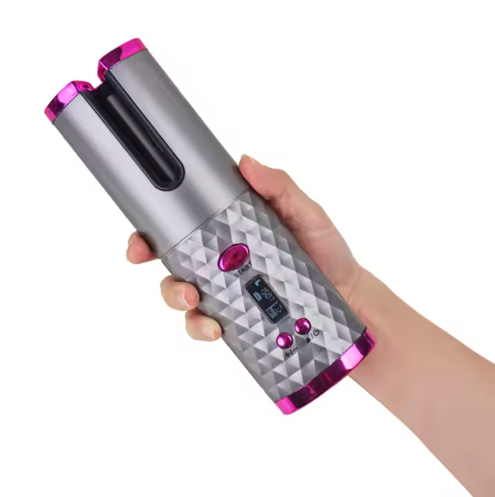 Cordless Auto Hair Curler – Ceramic Rotating Curling Iron, 6 Temps & Timers, Fast Heating, Portable & Rechargeable
