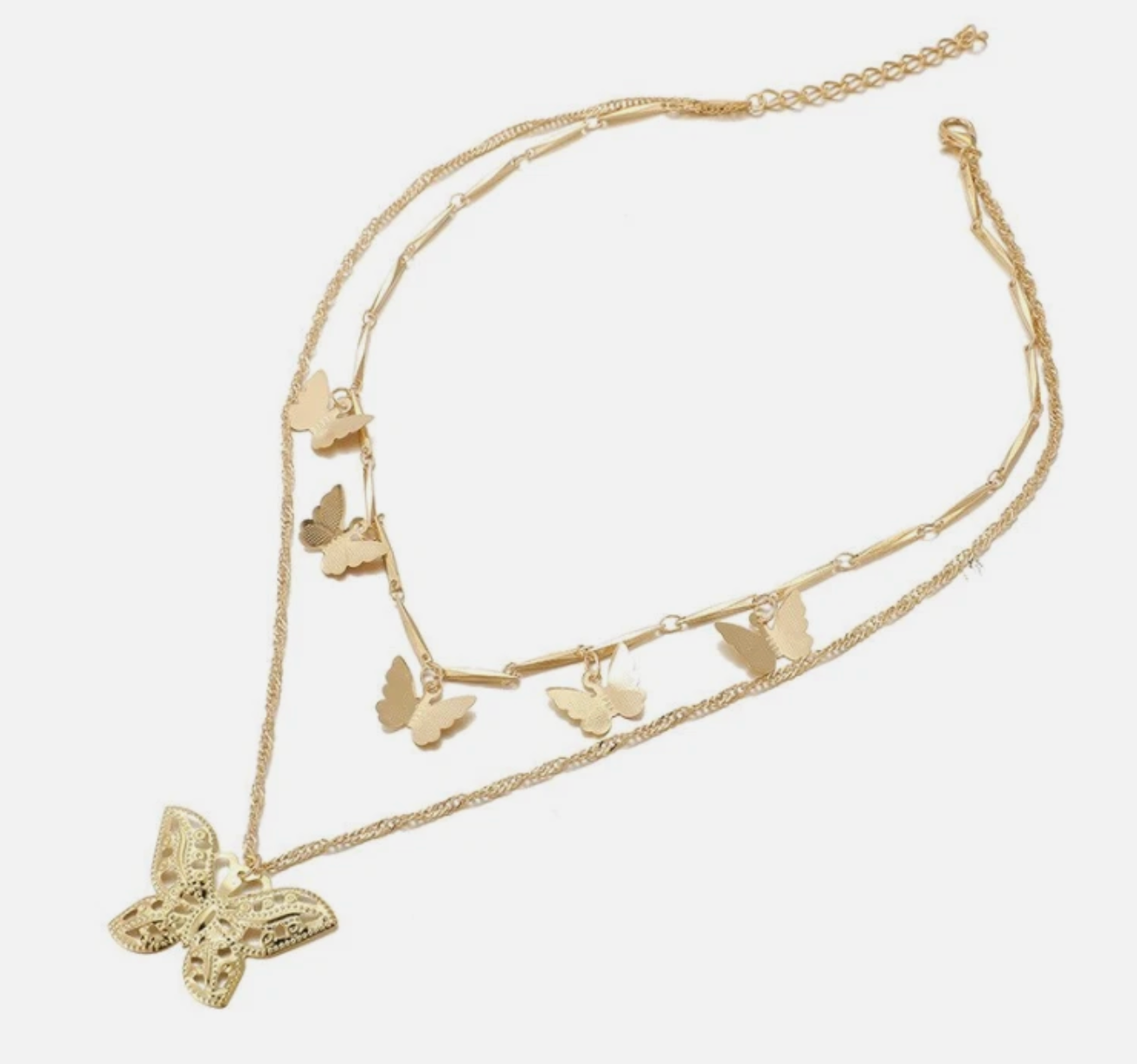 2-Layered Butterfly Choker Necklace β Trendy Gold-Tone Chain for Women & Girls