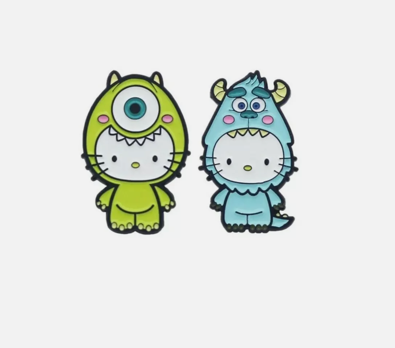 π Hello Kitty Monster Inc Enamel Pin Set β 2pcs Cute & Spooky Collectible Pins