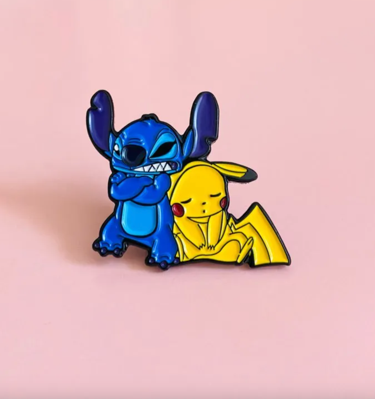 ππ Stitch & Pikachu Cute Enamel Pin β Adorable Cartoon Crossover Lapel Badge for Fans & Collectors
