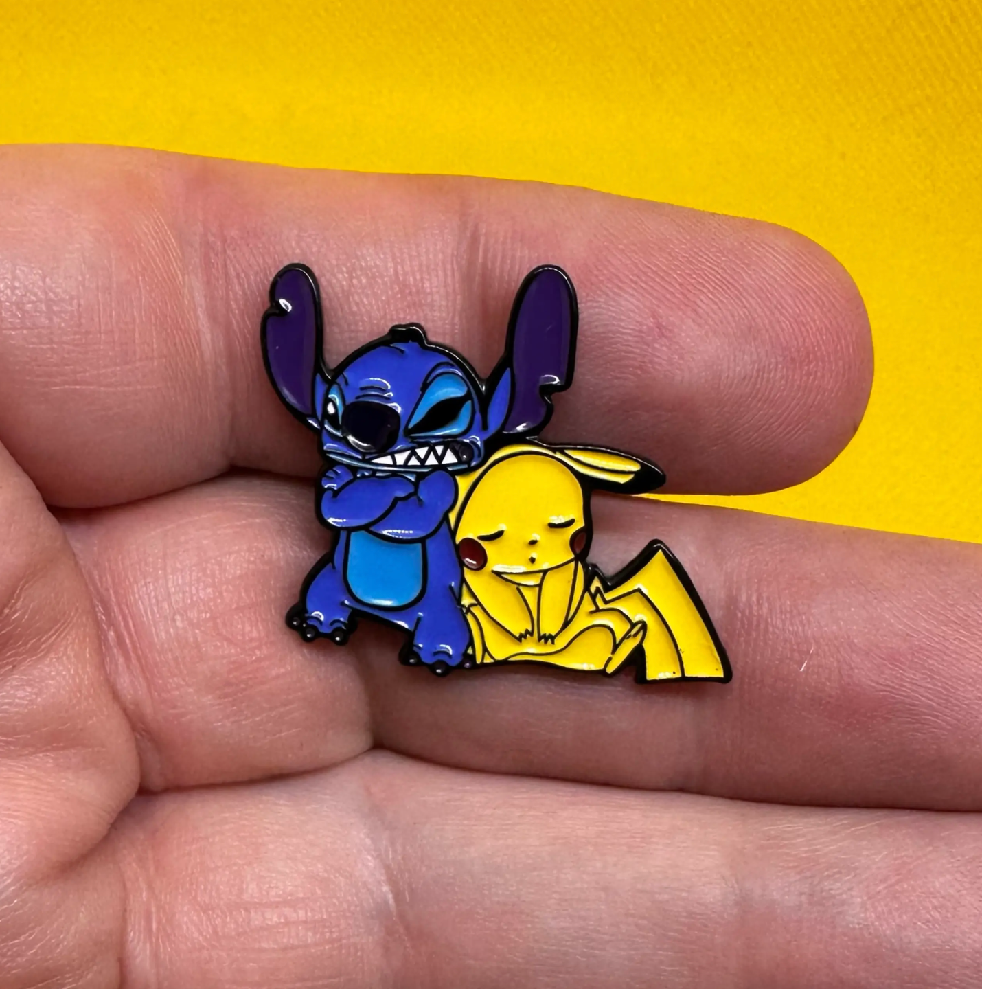 ππ Stitch & Pikachu Cute Enamel Pin β Adorable Cartoon Crossover Lapel Badge for Fans & Collectors
