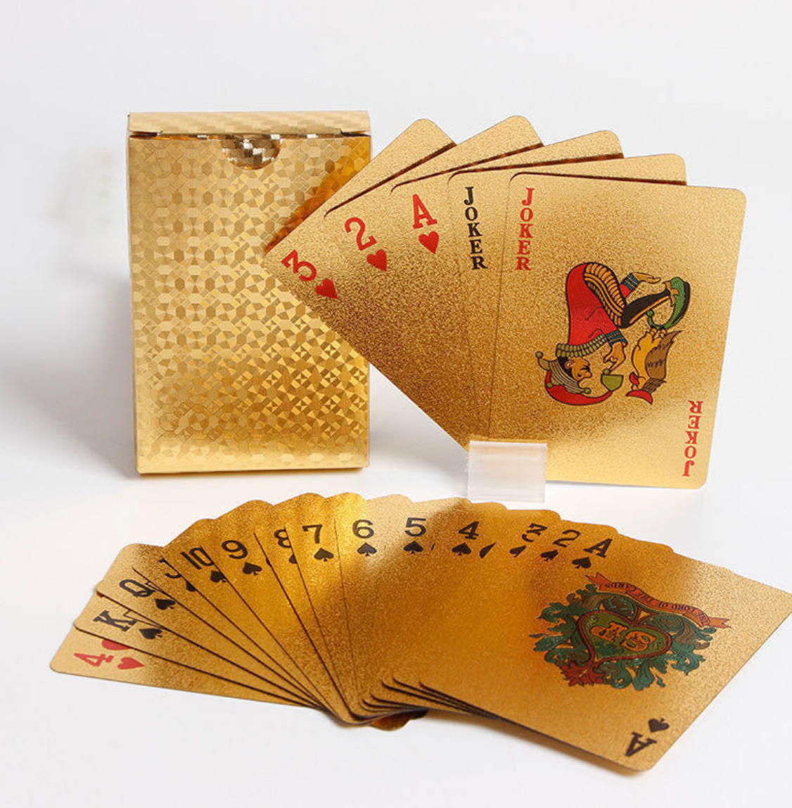 24 K Gold Plated Poker Playing Cards (Gold) coated thin a Plastic Film