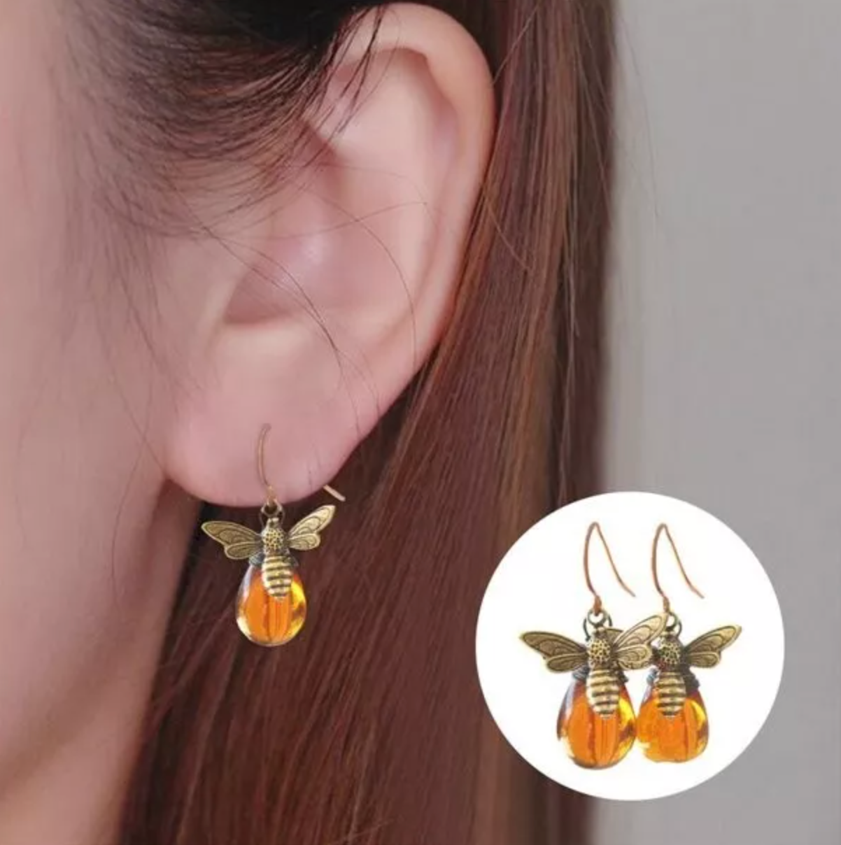 Retro Gold Bee Honey Drop Earrings for Women – Vintage Water Drop Statement Jewelry for Parties, Gifts & Daily Wear