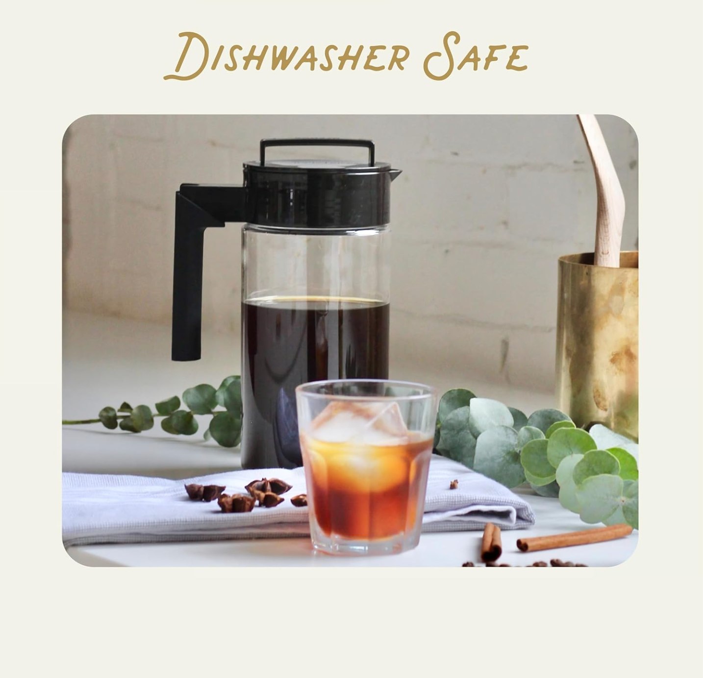 Deluxe Brew Coffee Maker - Airtight Pitcher with Leak-Free Lid - BPA-Free Cold Brew Maker with Silicone Handle