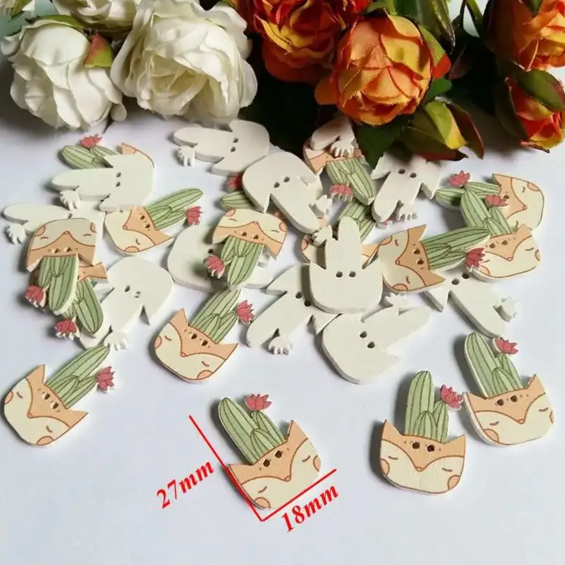100 PCS Cartoon Wooden Buttons – DIY Sewing & Craft Supplies 🧵✨