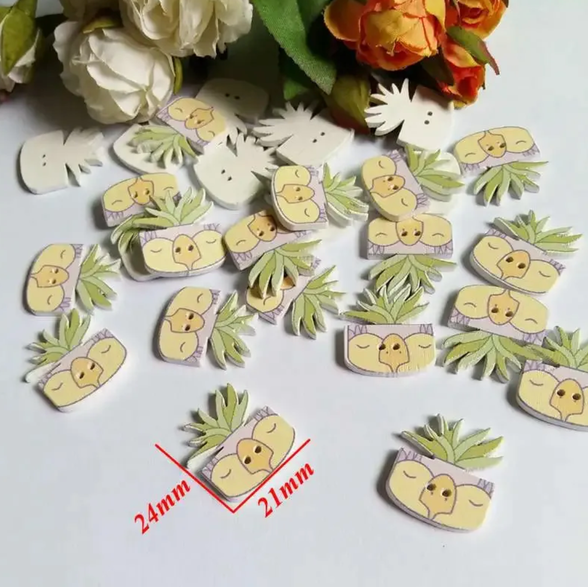 100 PCS Cartoon Wooden Buttons – DIY Sewing & Craft Supplies 🧵✨