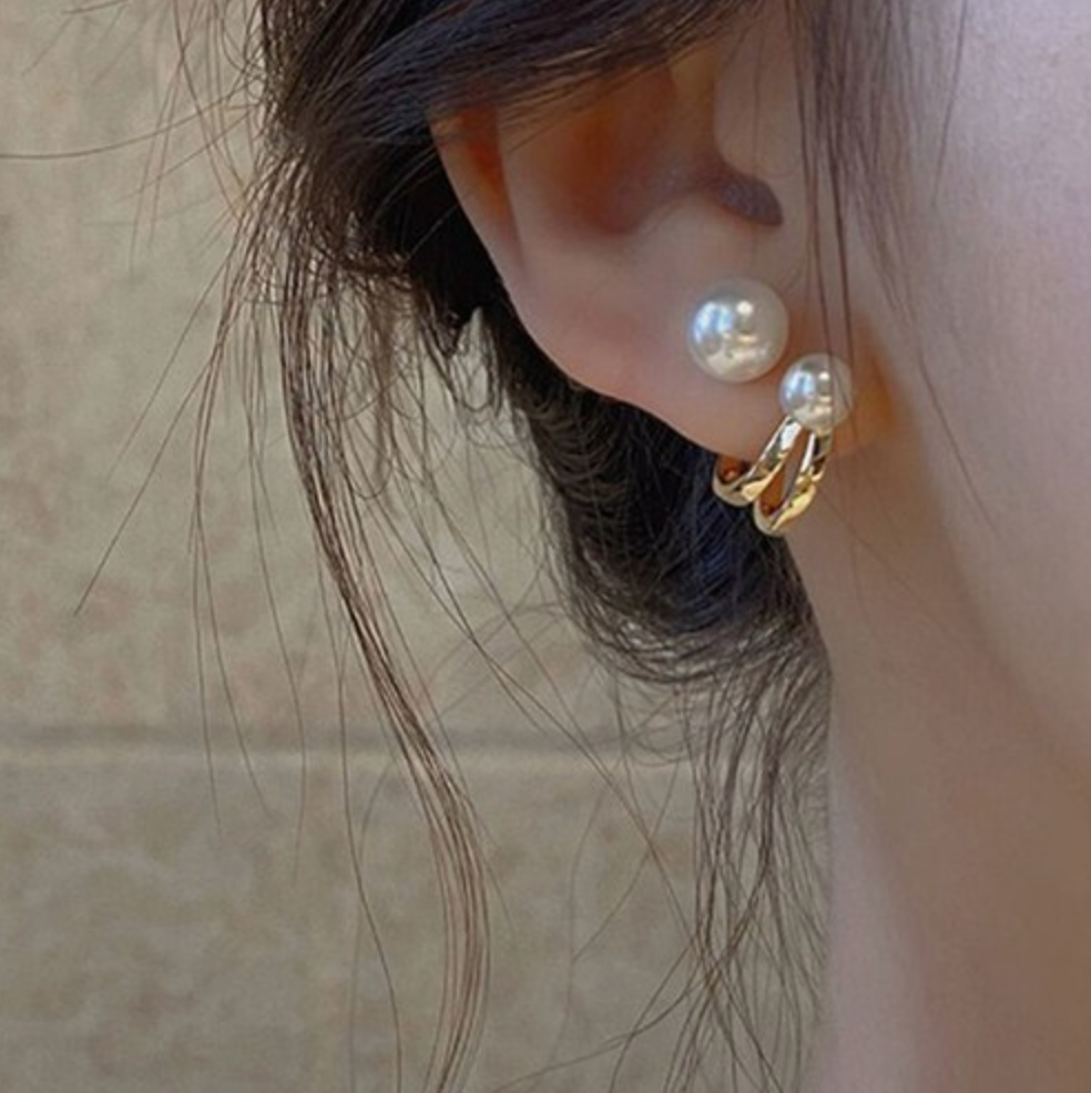 Pearl Gold Stud Earrings – Elegant Wedding Jewelry Gift for Women