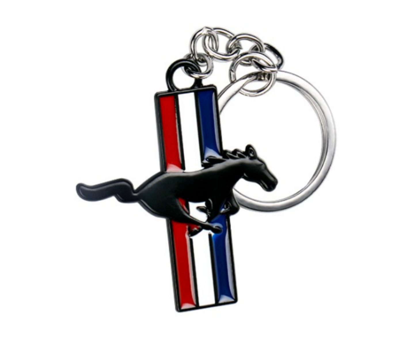 Black Horse and Flag Keychain β Patriotic Metal Key Ring Accessory